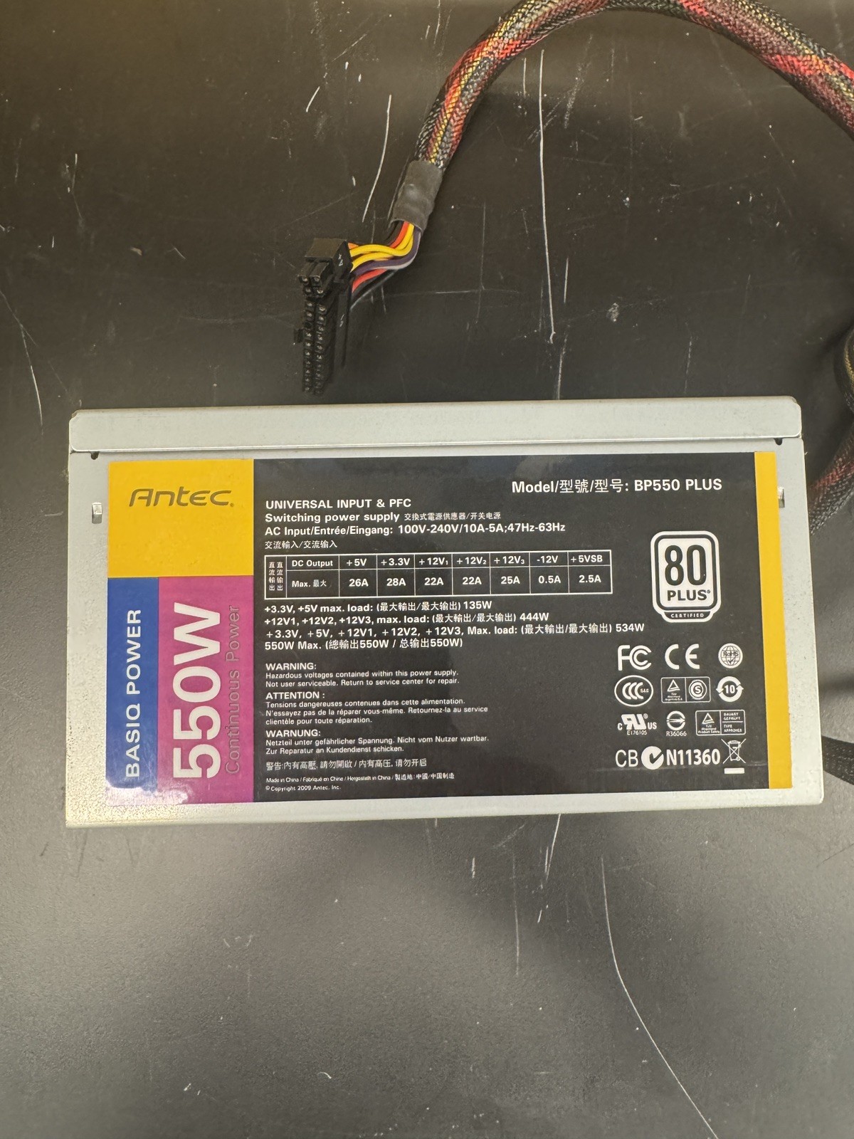 Genuine Antec 550W 80 Plus Modular Power Supply BP550 Plus and Cables