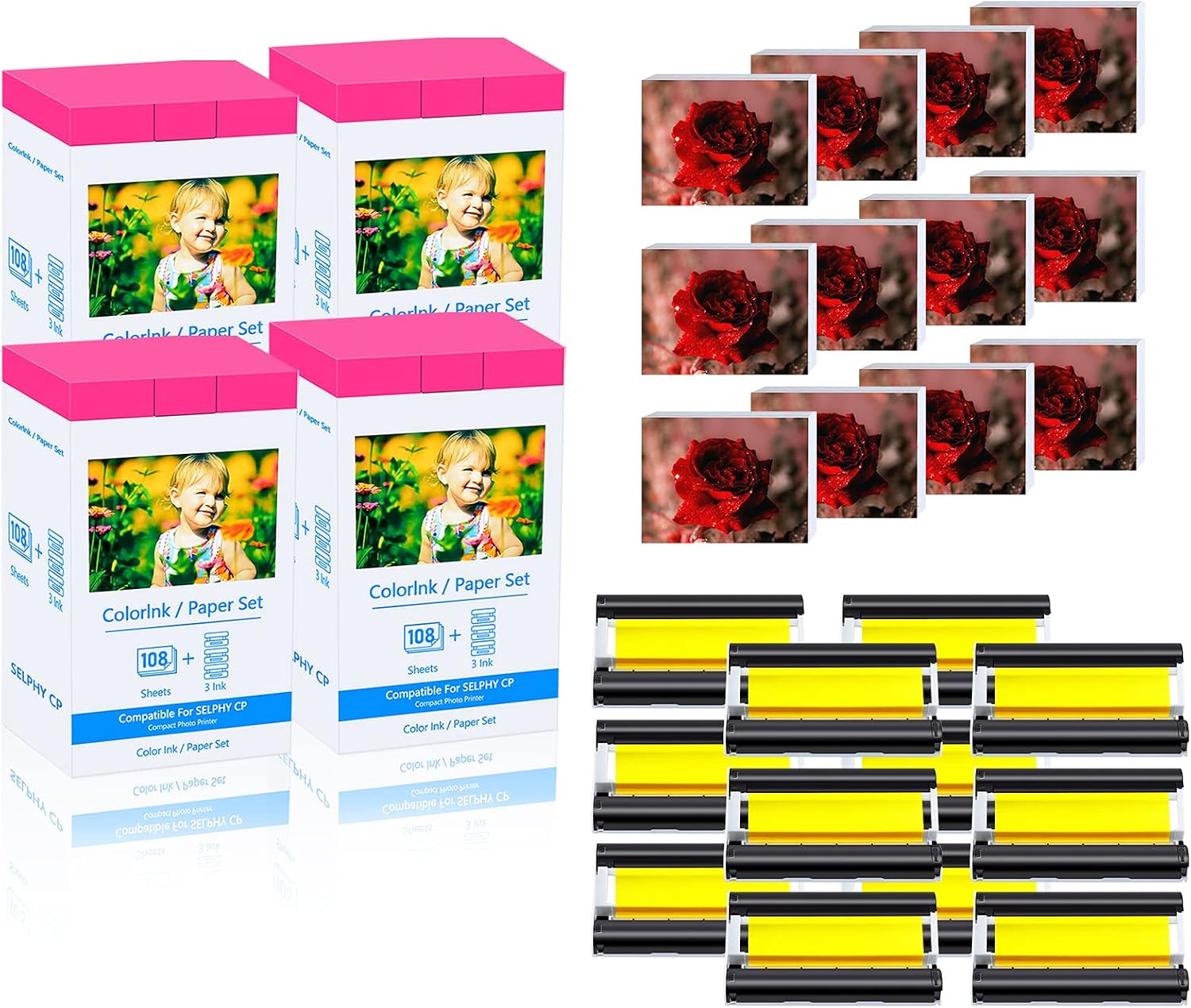 KP-108IN Ink Paper Color Ink & Paper Kit 4PK 432 Prints Canon SELPHY CP1000