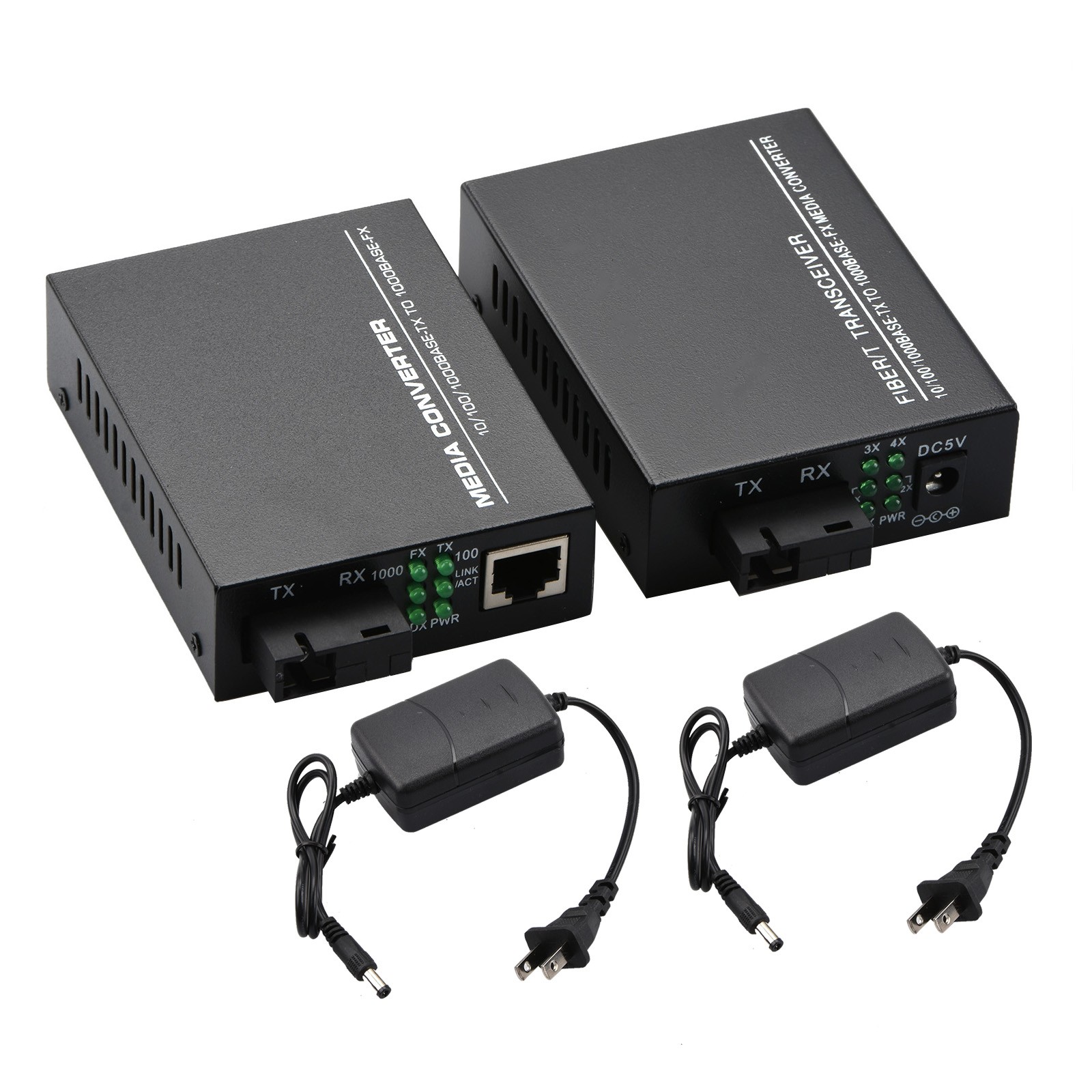 10/100/1000Mbps Single Mode 1&4 RJ45 Ethernet to Fiber Optic Media Converter n