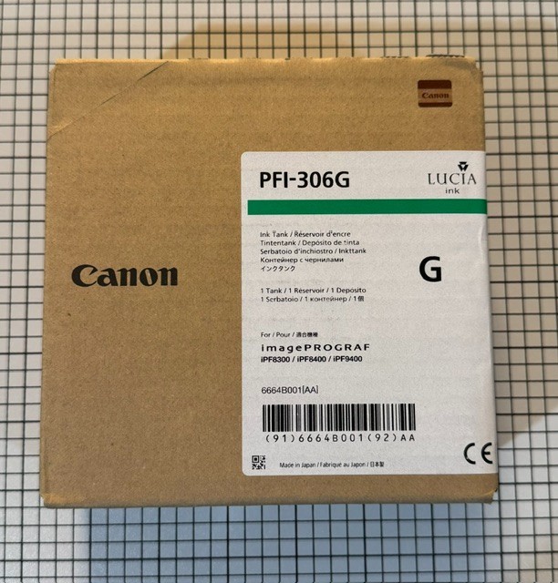 PFI-306G Green Ink Tank (330ml) for Canon iPF8300, iPF8400, and iPF9400 printers