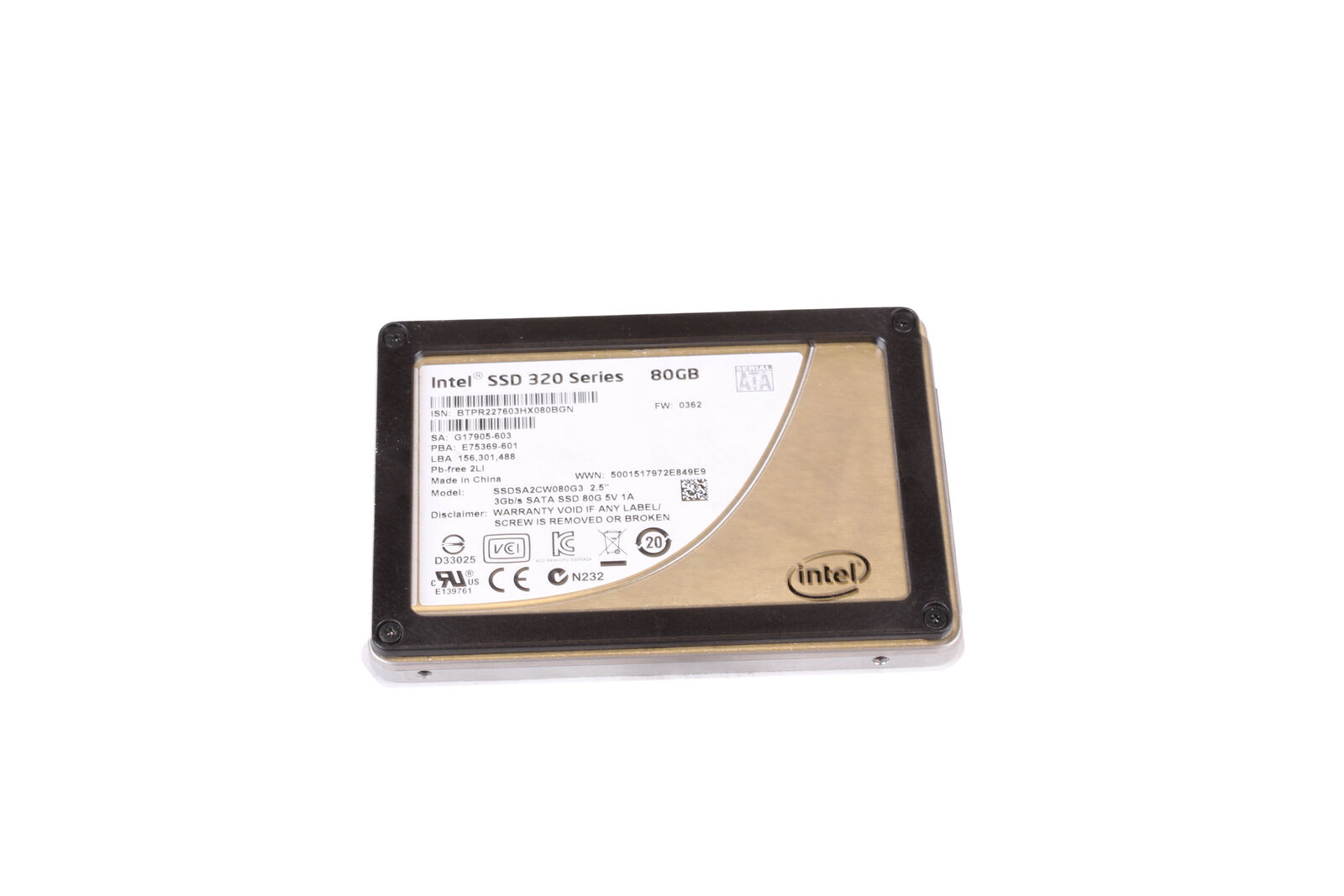 Intel SSDSA2CW080G3 80GB 320 Series SATA SSD