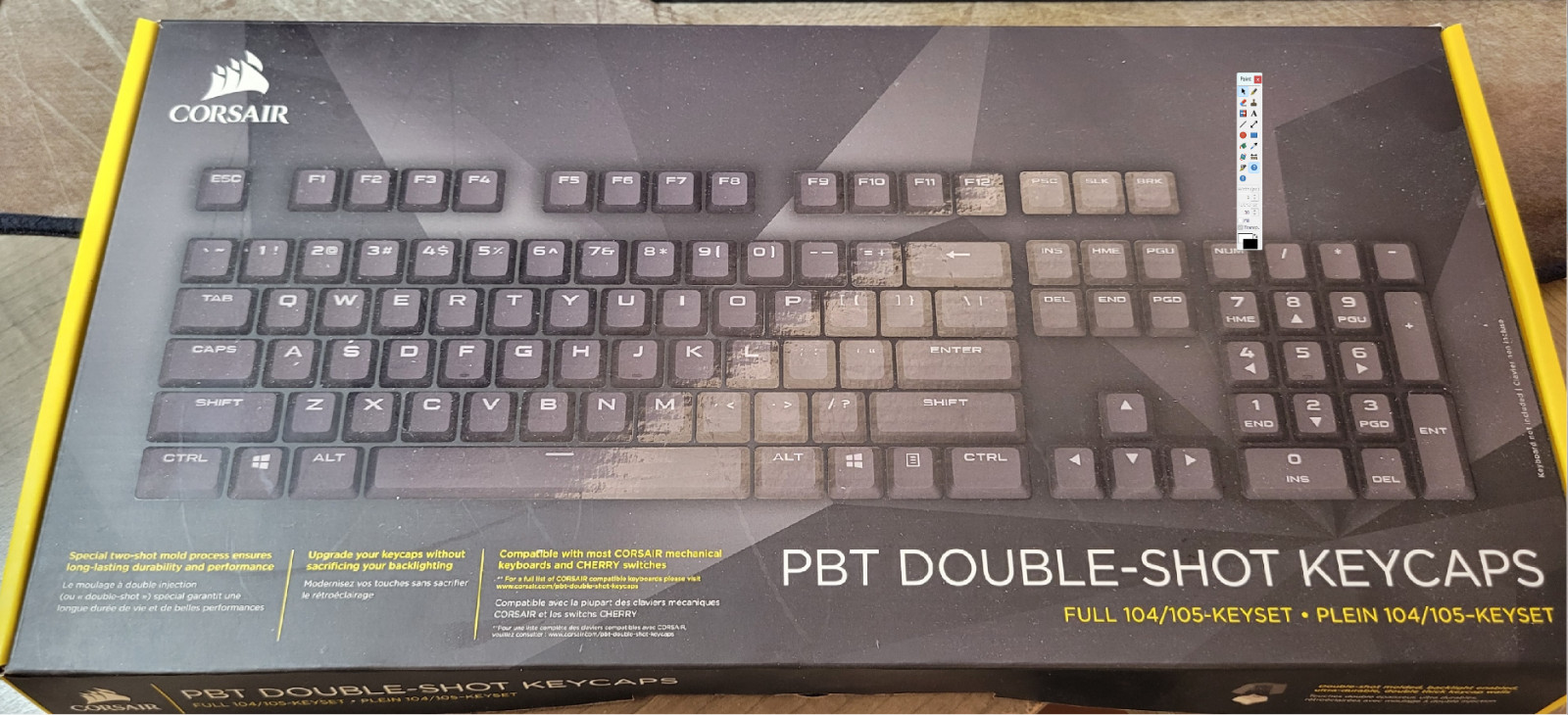 Corsair PBT Double-Shot Keycaps CH-9000235-WW Black Incomplete Open Box