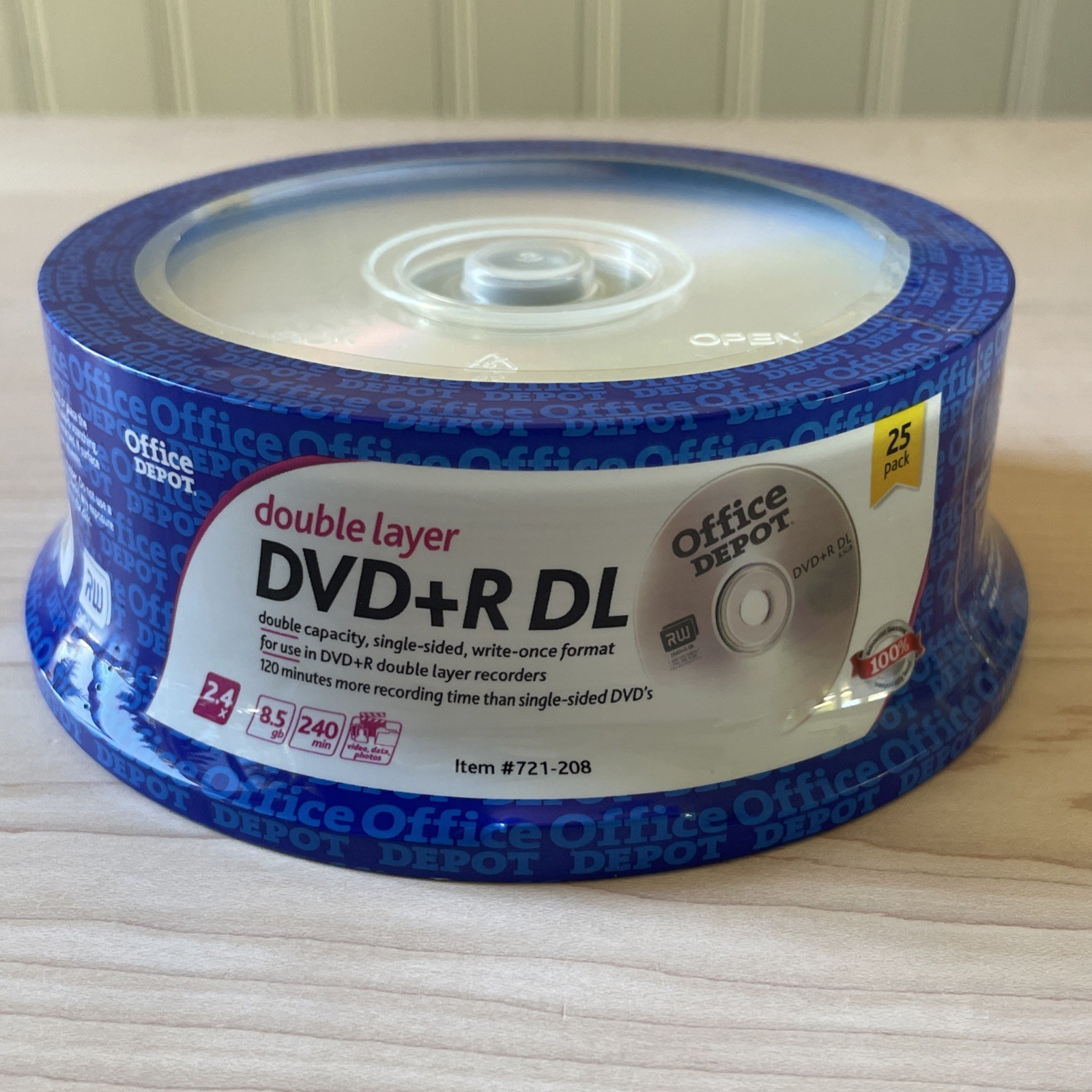 DVD Blank Office Depot Double Layer DVD+R DL Recordable Media 25 Pack New Sealed