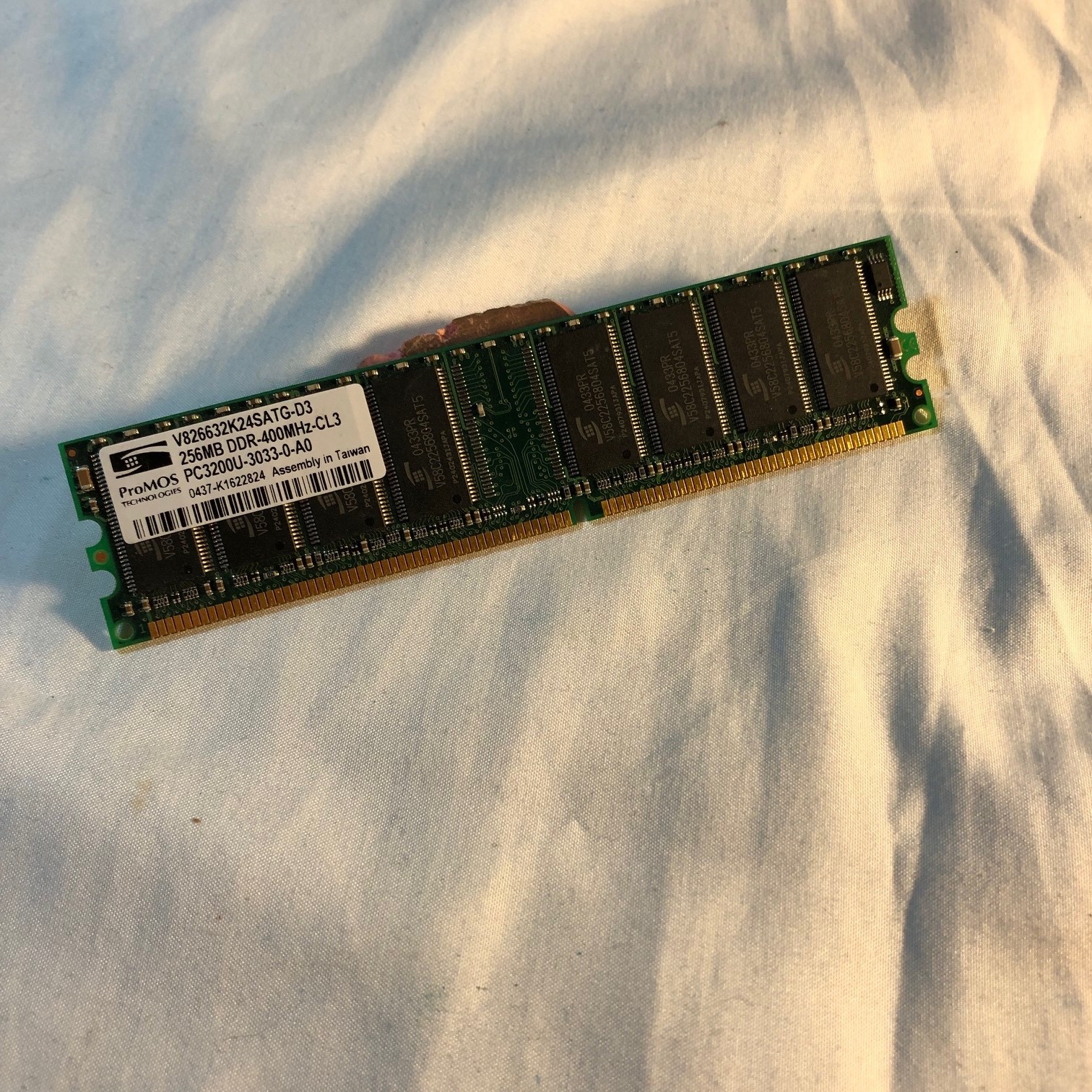 256 MB DDR Memory - ProMos 256MB DDR-400MHZ-CL3. PC3200-3033-A0 #V826632K24SATG-
