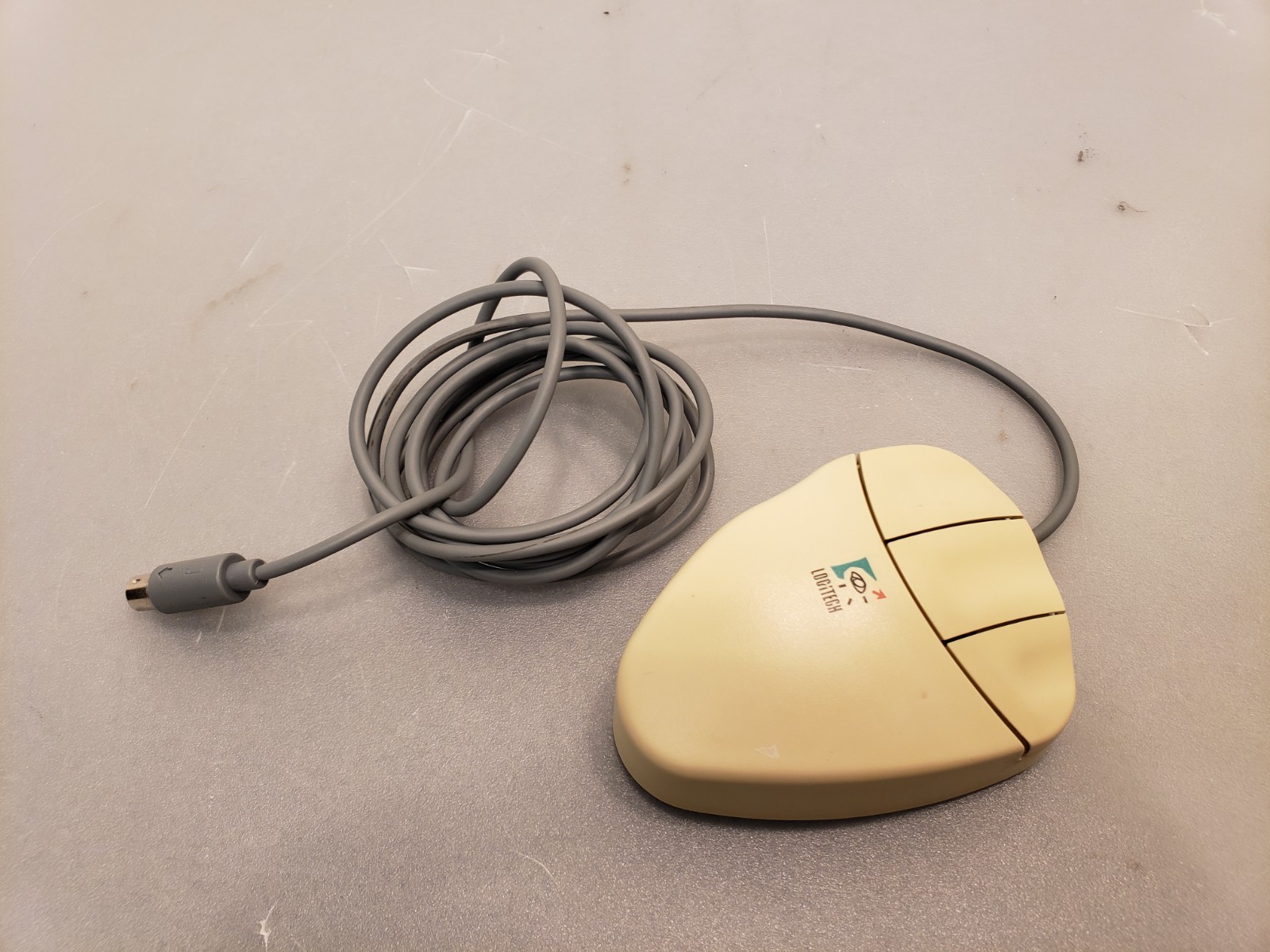 Vintage Logitech Mouseman 3 Button Serial-MousePort M-CQ38 Mechanical Ball Mouse