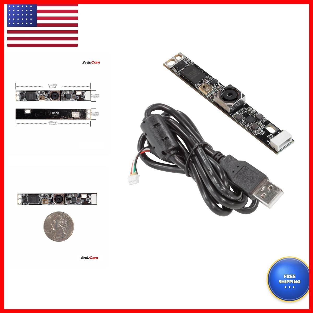 Arducam 8MP Autofocus USB Camera IMX179 Lightburn with Microphone for PC