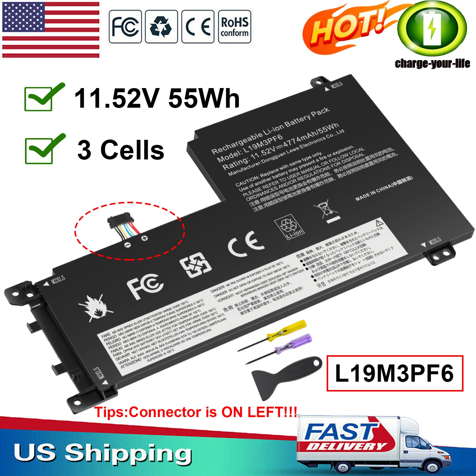L19M3PF6 L19C3PF5 L19L3PF2 Laptop Battery For Lenovo Ideapad 5-15IIL05 L19D3PF3