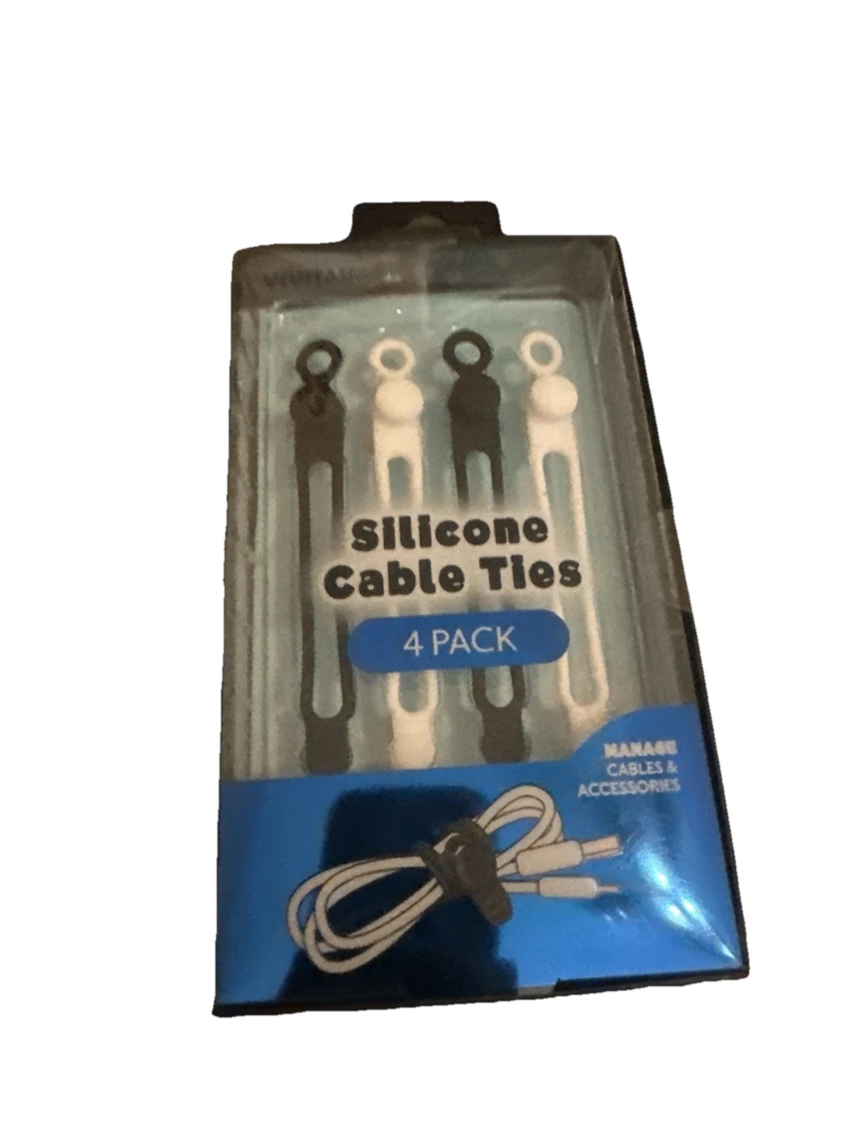 Vivitar silicone cable ties. Set Of 4 Reusable. Button design. New.  2 Colors.