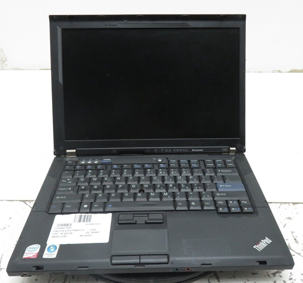 ThinkPad T400 Laptop Intel Core 2 Duo P8600 2GB Ram 320GB Windows XP No Battery