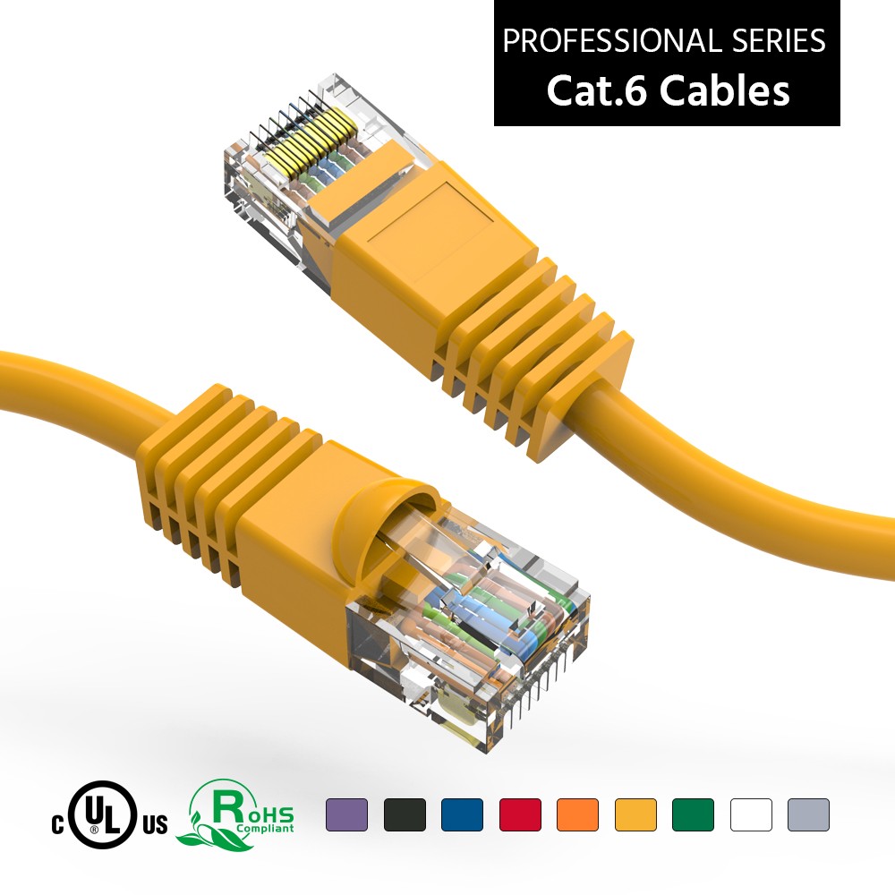 20 Pack of 30Ft CAT6 UTP Ethernet Network Booted Cable 10-100 Feet Yellow