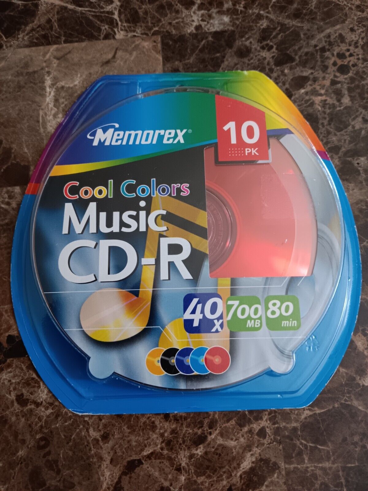 Lot Of 2 Memorex Cool Colors CD-R 10pk 40X 700 MB 80 MIN- One New  One Open Box 