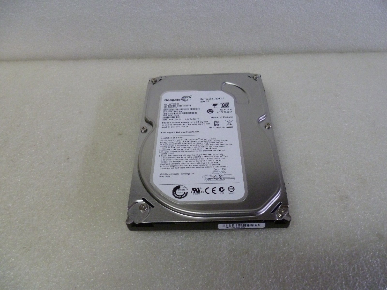 SEAGATE ST3250312AS 250GB SATA HARD DRIVE P/N:9YP131-304 F/W:JC4B