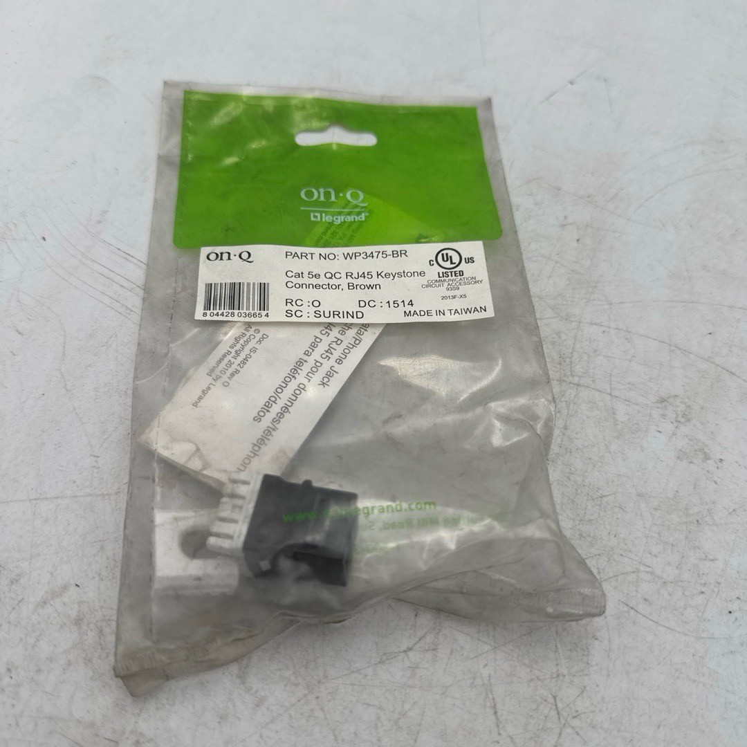 On-Q Legrand Cat 5e RJ45 Keystone Connector Brown WP3475-BR Quick Connect