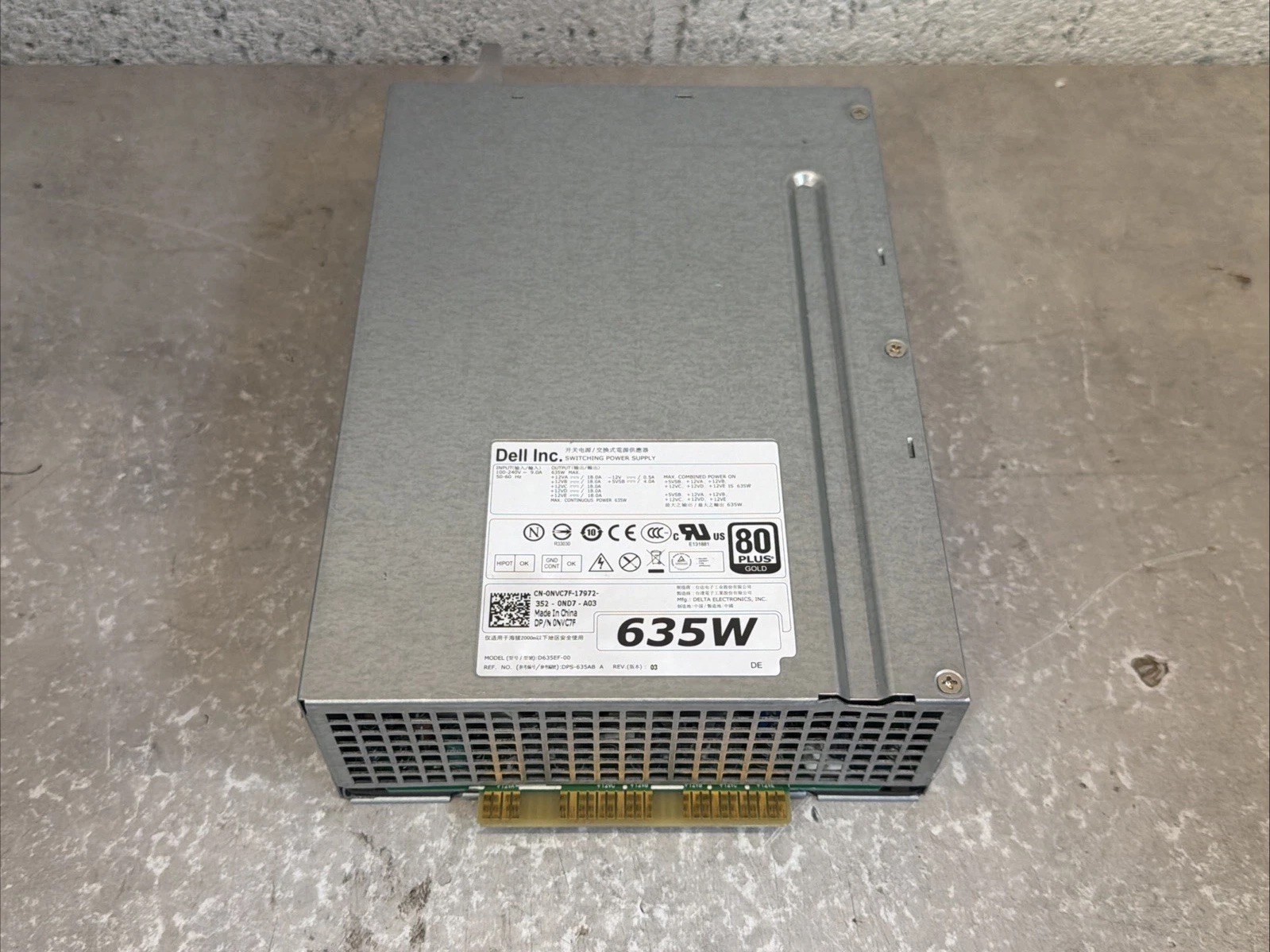 Dell NVC7F Precision T3600 Power Supply 635W D635EF-00 CN-0NVC7F 0NVC7F