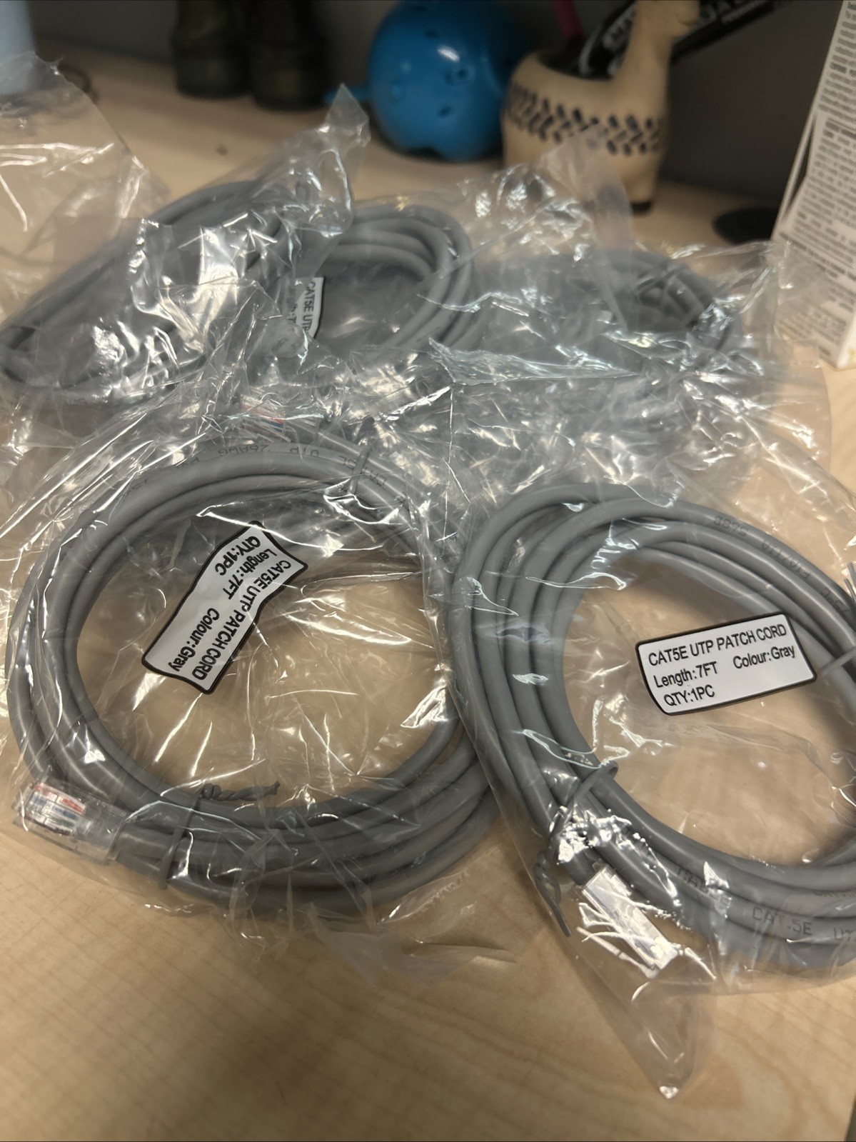 (10) 7 Foot Grey - Ethernet Network Cable - Cat5e Patch Cord - 7 Ft - LAN - Gray