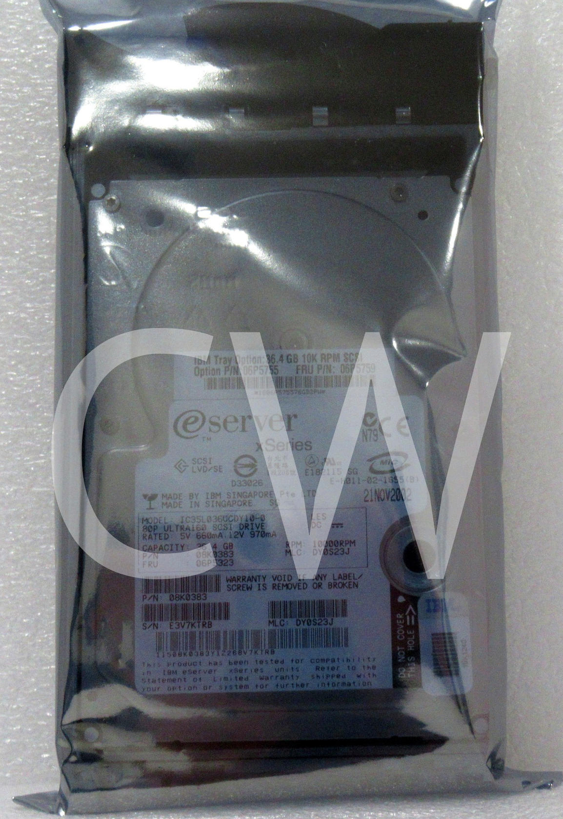 06P5759 06P5755 IBM 36.4GB 10K RPM U160 SCSI 80-Pin Hot Swap 3.5in Hard Drive