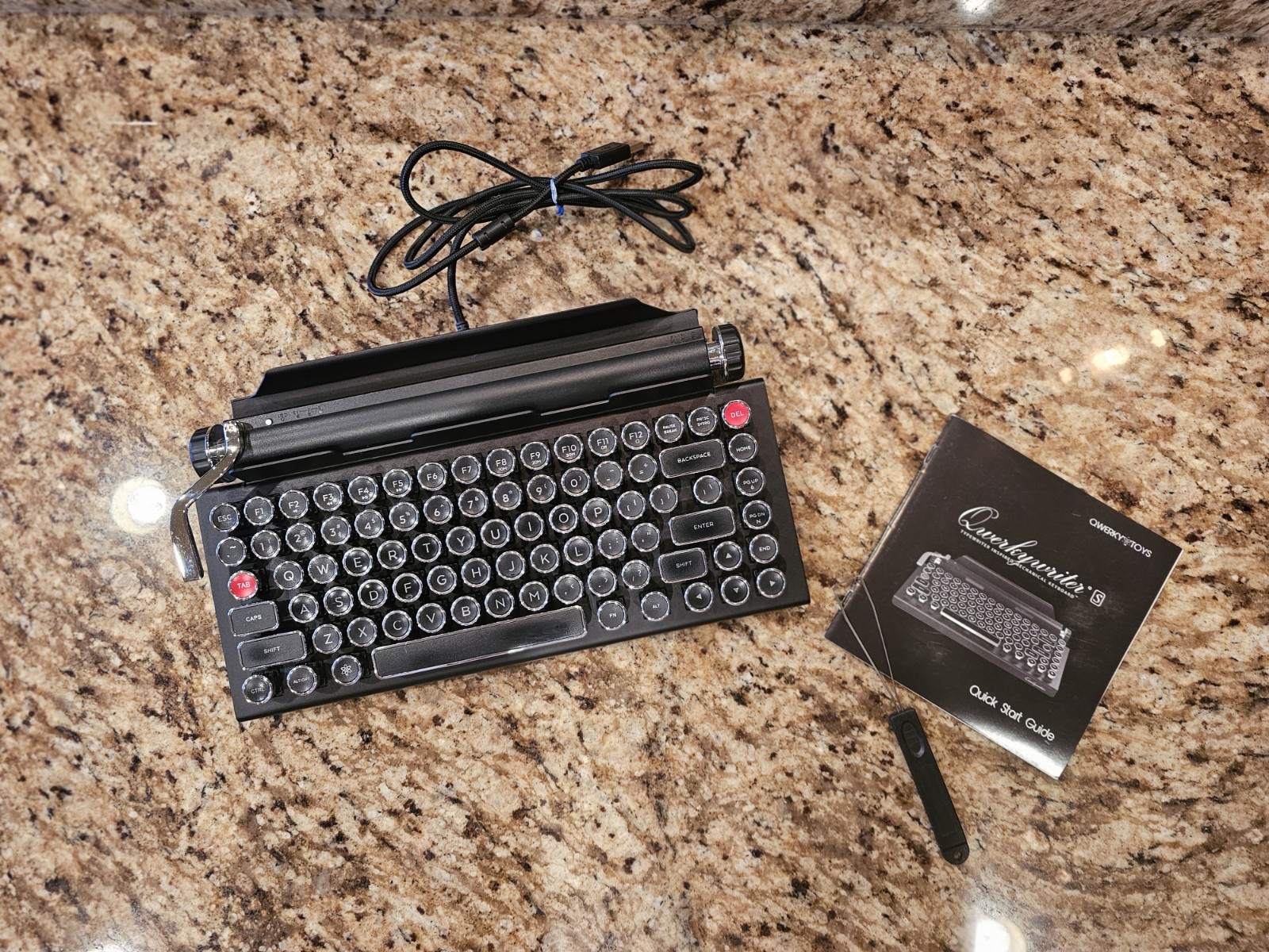 Qwerkywriter S Retro Mechanical Wired & Wireless Keyboard W/ Tablet Stand