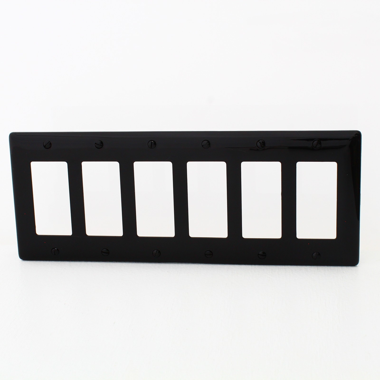 Hubbell Black 6-Gang Decorator Rocker Switchplate UNBREAKABLE Wallplate NP266BK