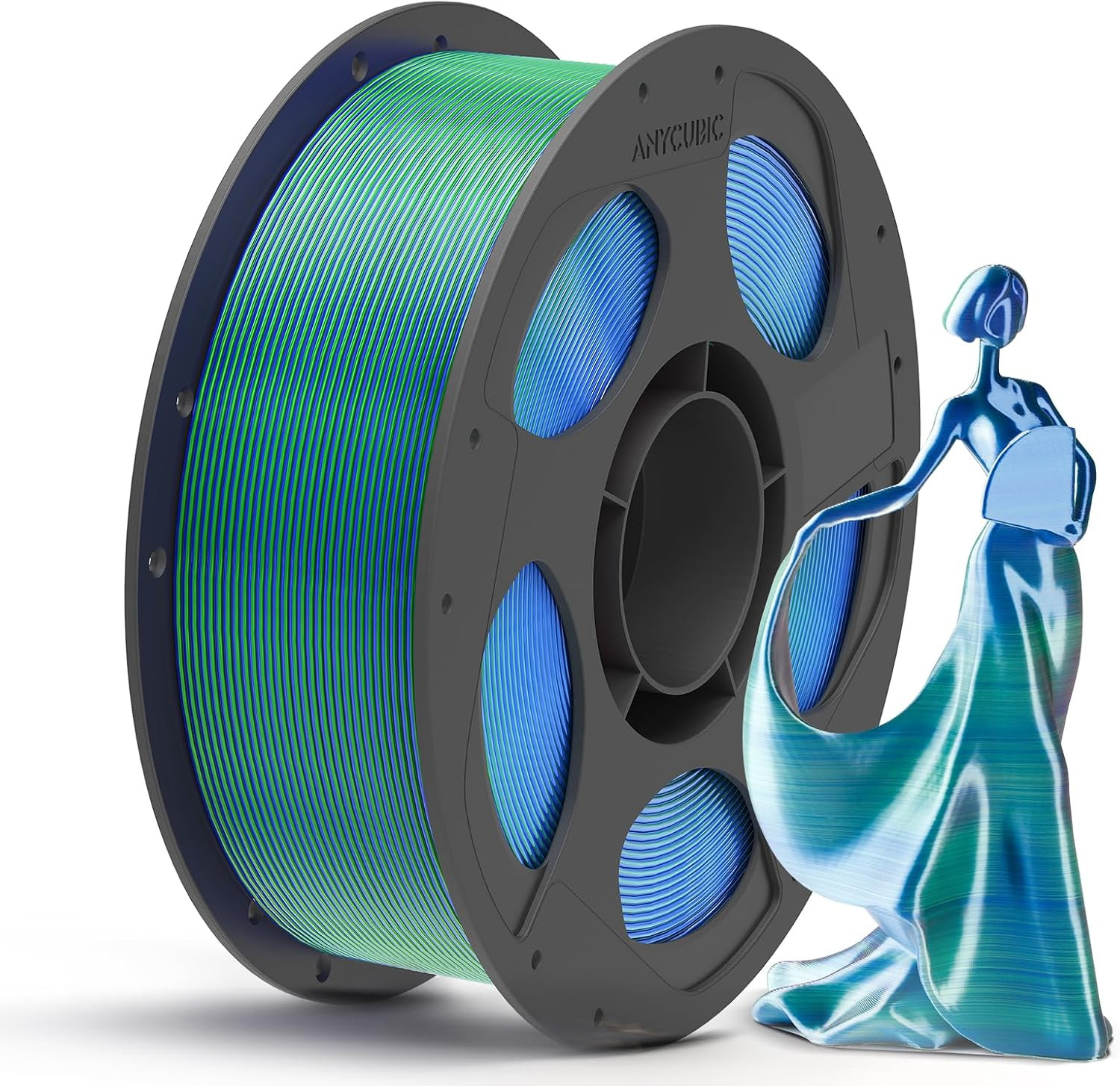 Silk Dual Color Pla Filament, 2-In-1 Chrome Coextrusion Color Change