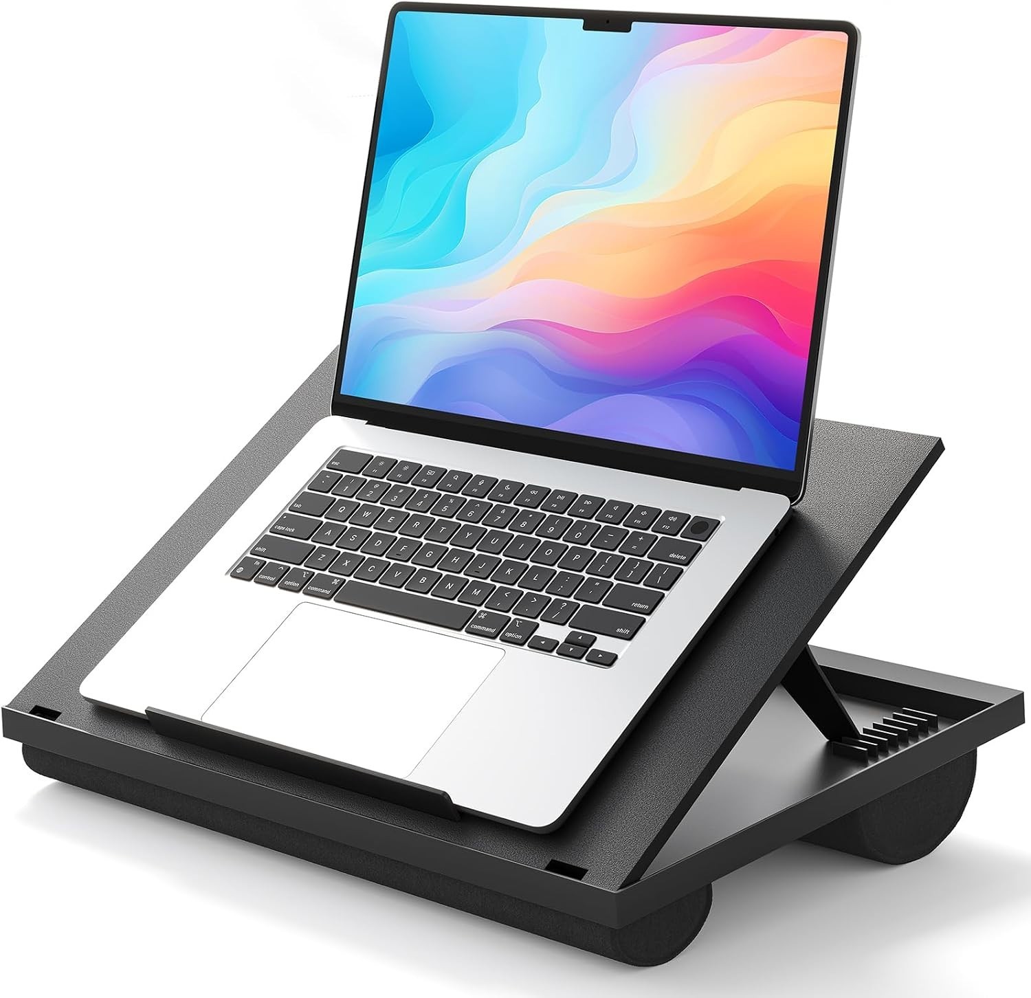 Adjustable Lap Desk with 8 Angles, Cushioned Comfort for 15.6" Laptops, Black