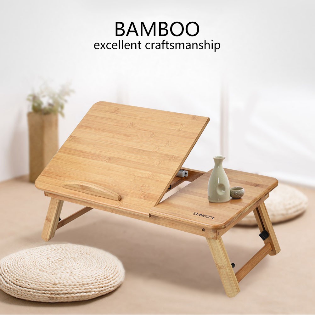 Carbonized Foldable Bamboo Foldable Laptop Table Portable Standing Desk for Home