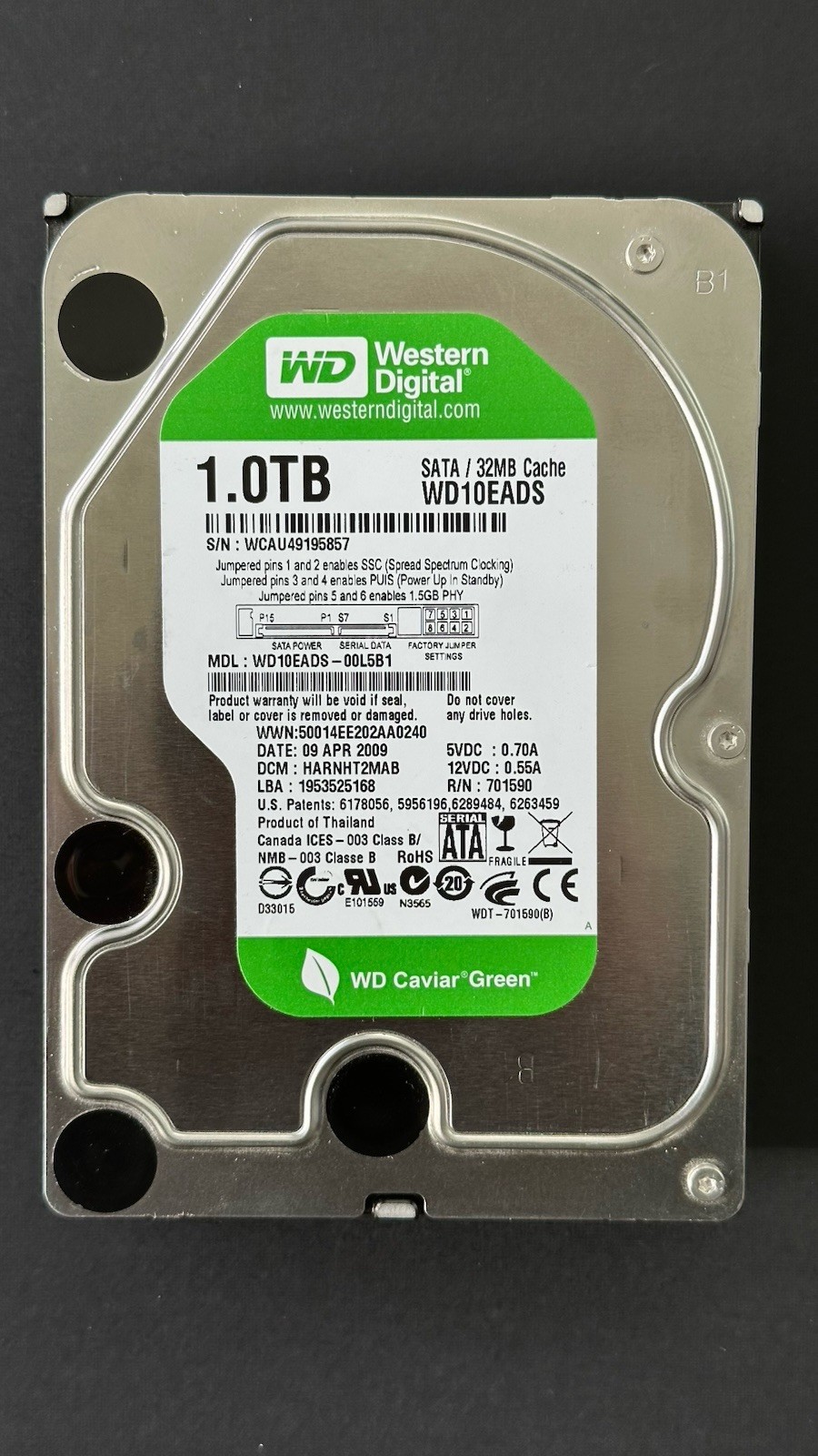 Western Digital WD10EADS 1TB 3.5” SATA Caviar Green Internal Hard Drive