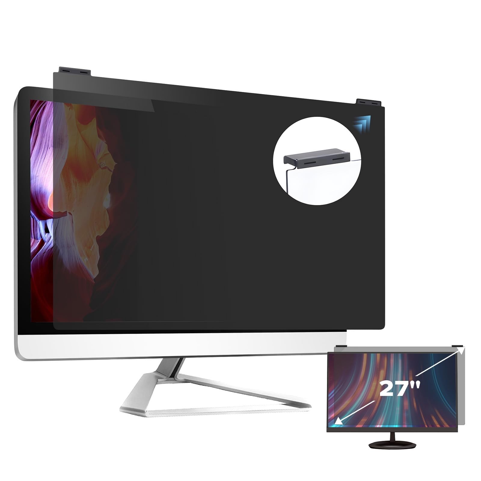 Verponity Computer Privacy Screen Filter 27 Inch, 9H Hardness Hanging Computer
