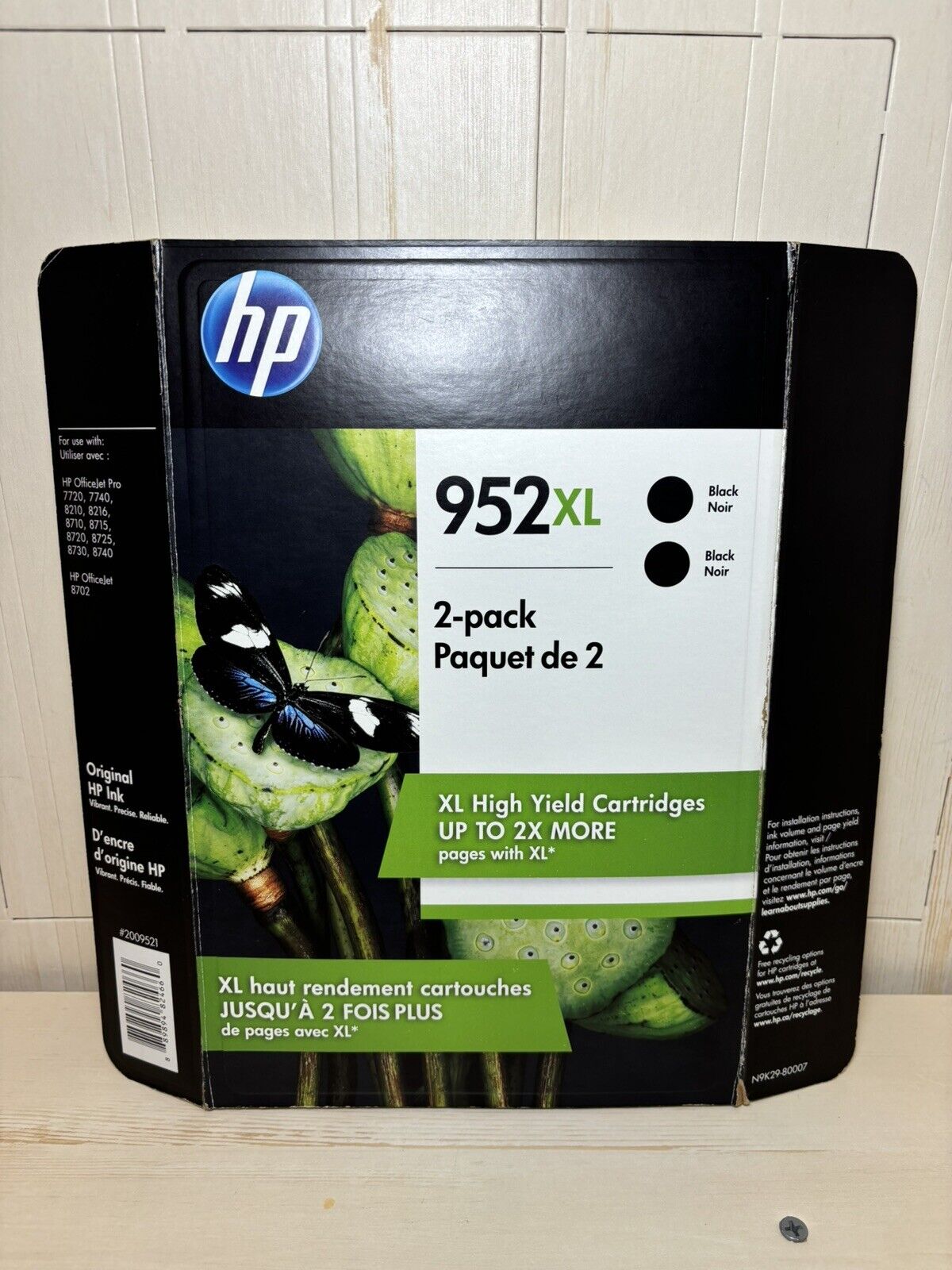HP 952XL N9K29BN Black Ink Cartige - 2 Pieces Exp. 07/2022 NEW SEALED