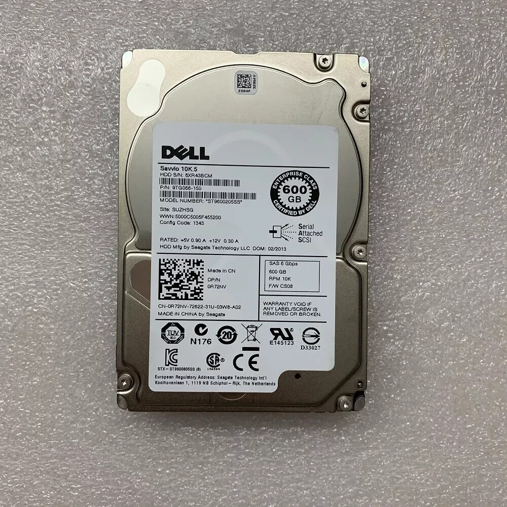 New DELL R72NV 0R72NV ST9600205SS 600GB 10K .5 6Gbps 2.5" 0R72NV SAS HARD DRIVE