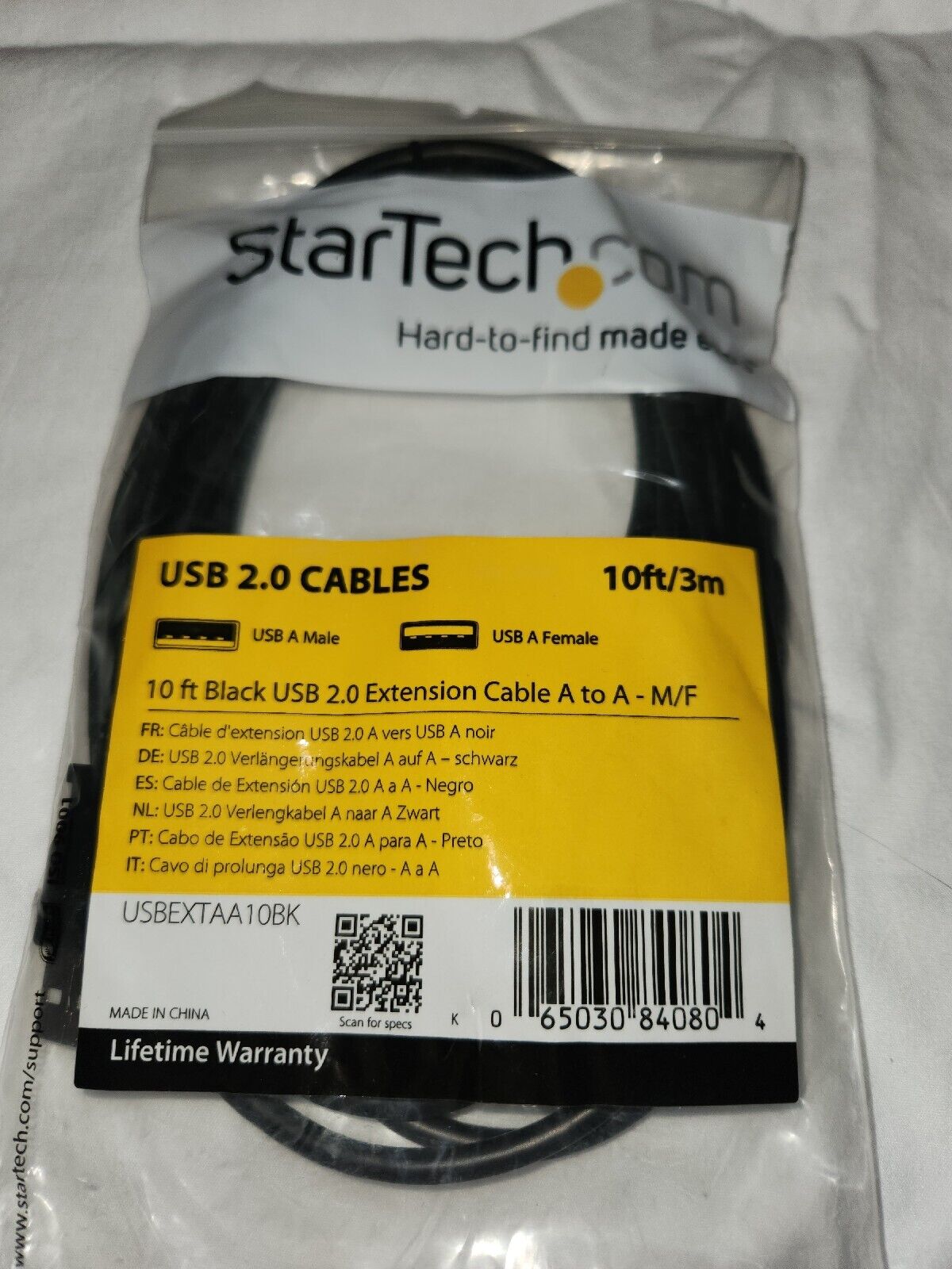 Star tech10 Ft Black Usb 2.0 Extension Cable A To A - M/F -  USB A Male