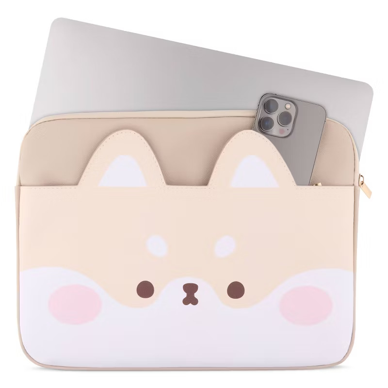 Mimicoco Shiba Character Pocket Laptop Sleeve: Fits Most Devices Up to 14"