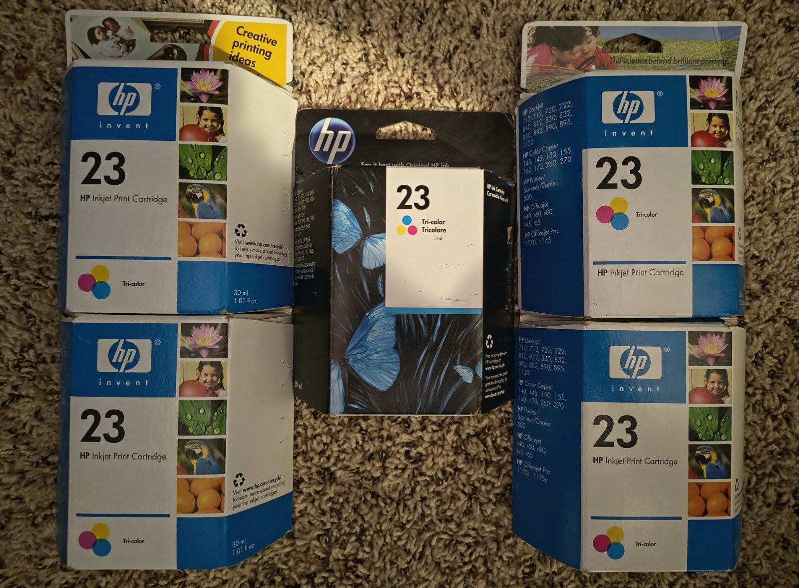 LOT of HP 23 Tri-Color Genuine Ink Cartridges, SEALED, Expired, SOLD AS IS ( 5 )