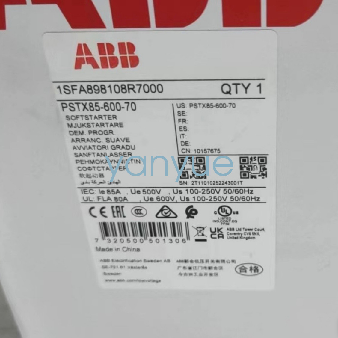 1PC Brand New ABB PSTX85-600-70 Soft Starter FedEx or DHL