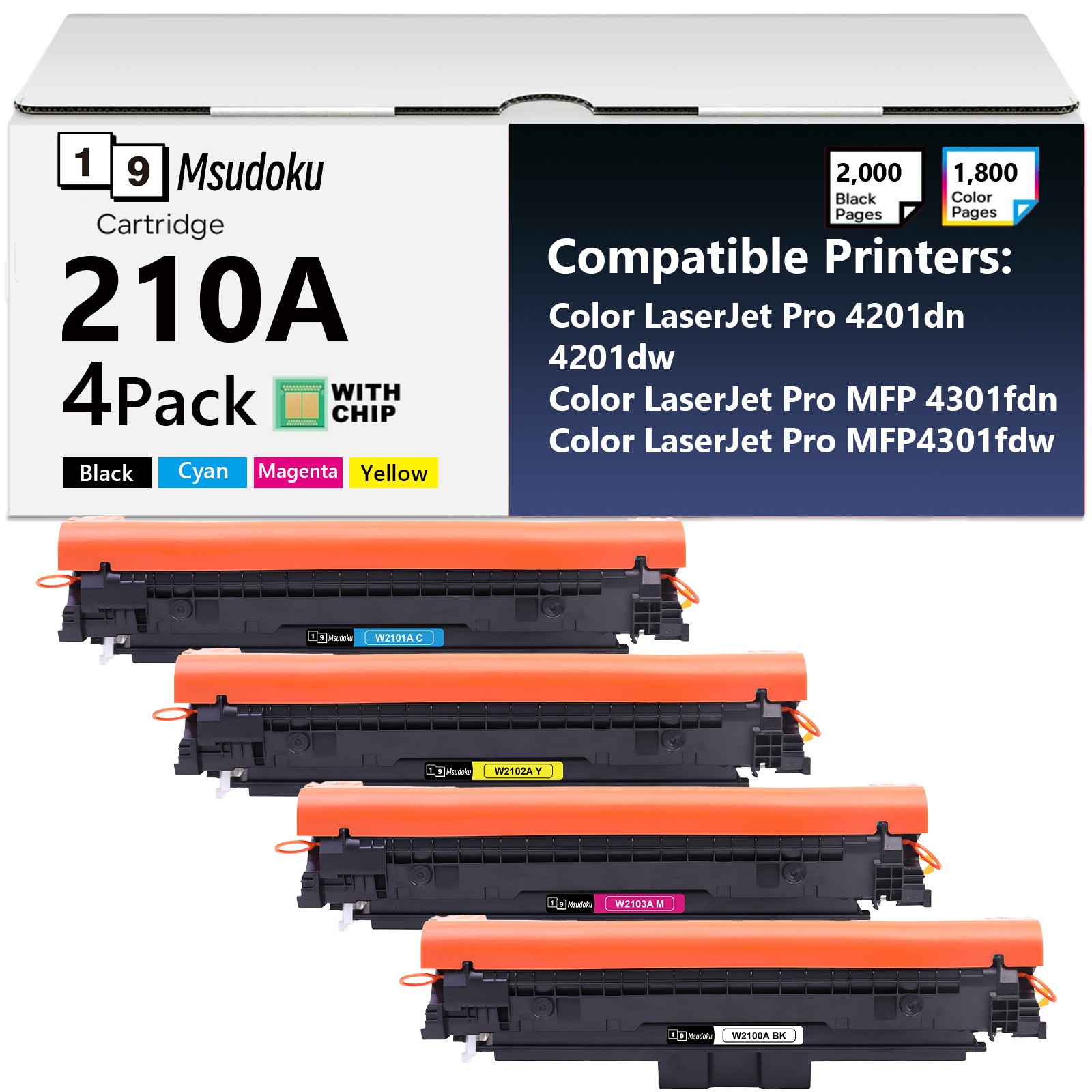 W2100A 210A W2100X 210X Toner With Chip For HP 4201dn 4201dw MFP 4301fdn 4301fdw