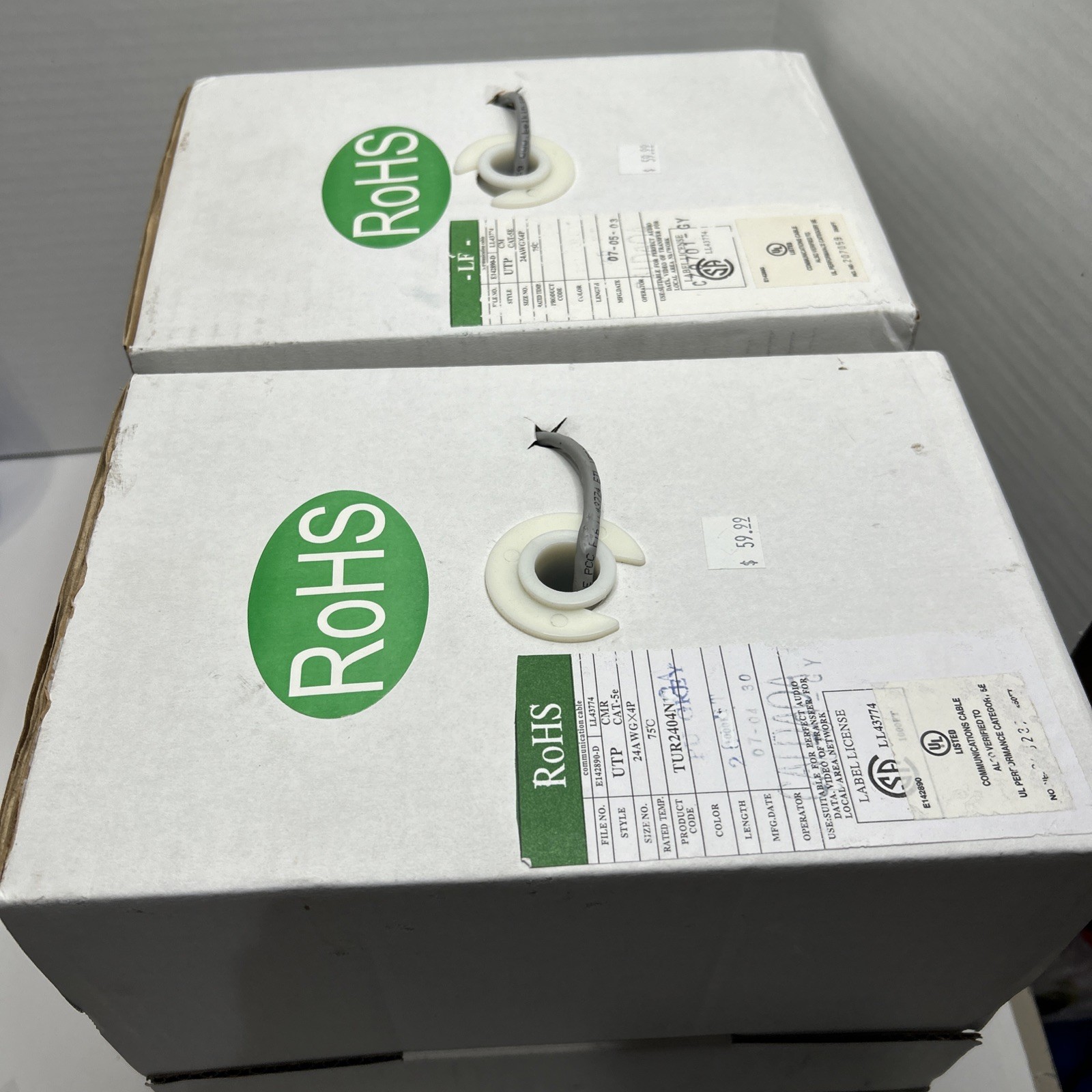 Belkin-RoHS 500 ft  Gray Cat5E Cable Bulk Stranded Wire Ethernet