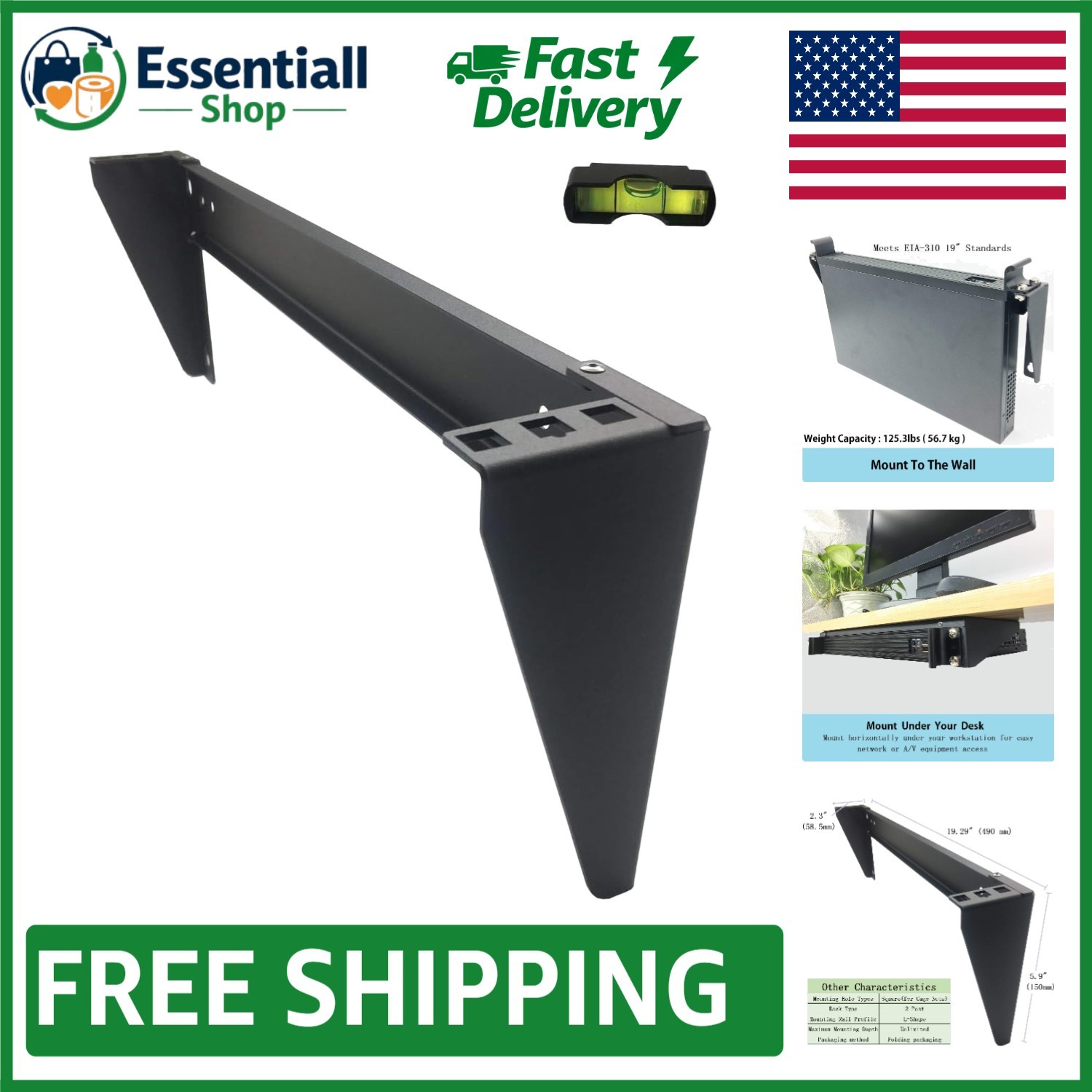 Versatile 1U Wall Mount Patch Panel - Up to 125lbs Capacity, Easy Installation