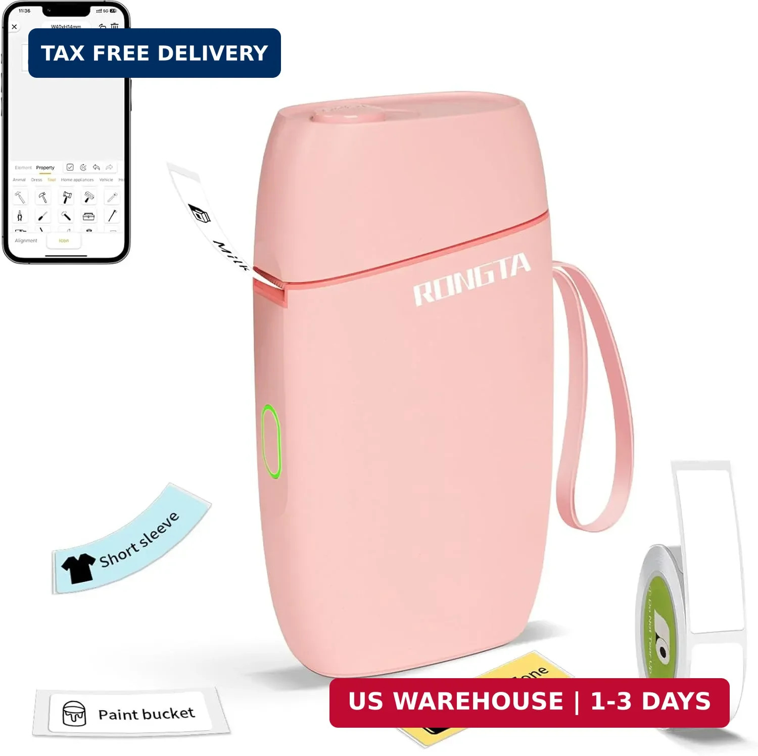 Mini Label Maker Machine with Tape, Bluetooth Label Printer R5, Portable Wireles