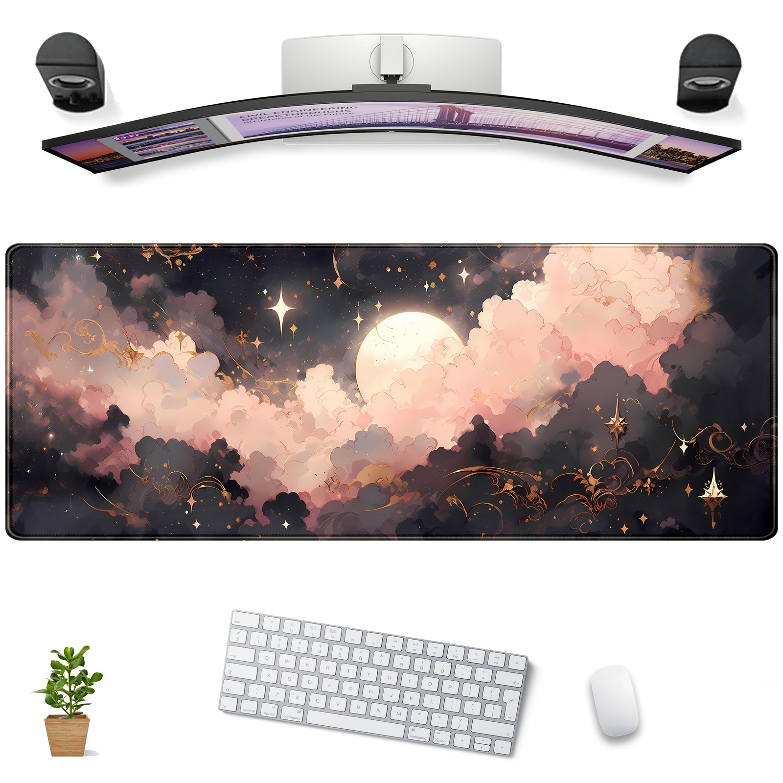 Cute Laptop Mouse Pad Large Desk Mat PC Gaming Aesthetic Keyboard Decor Women