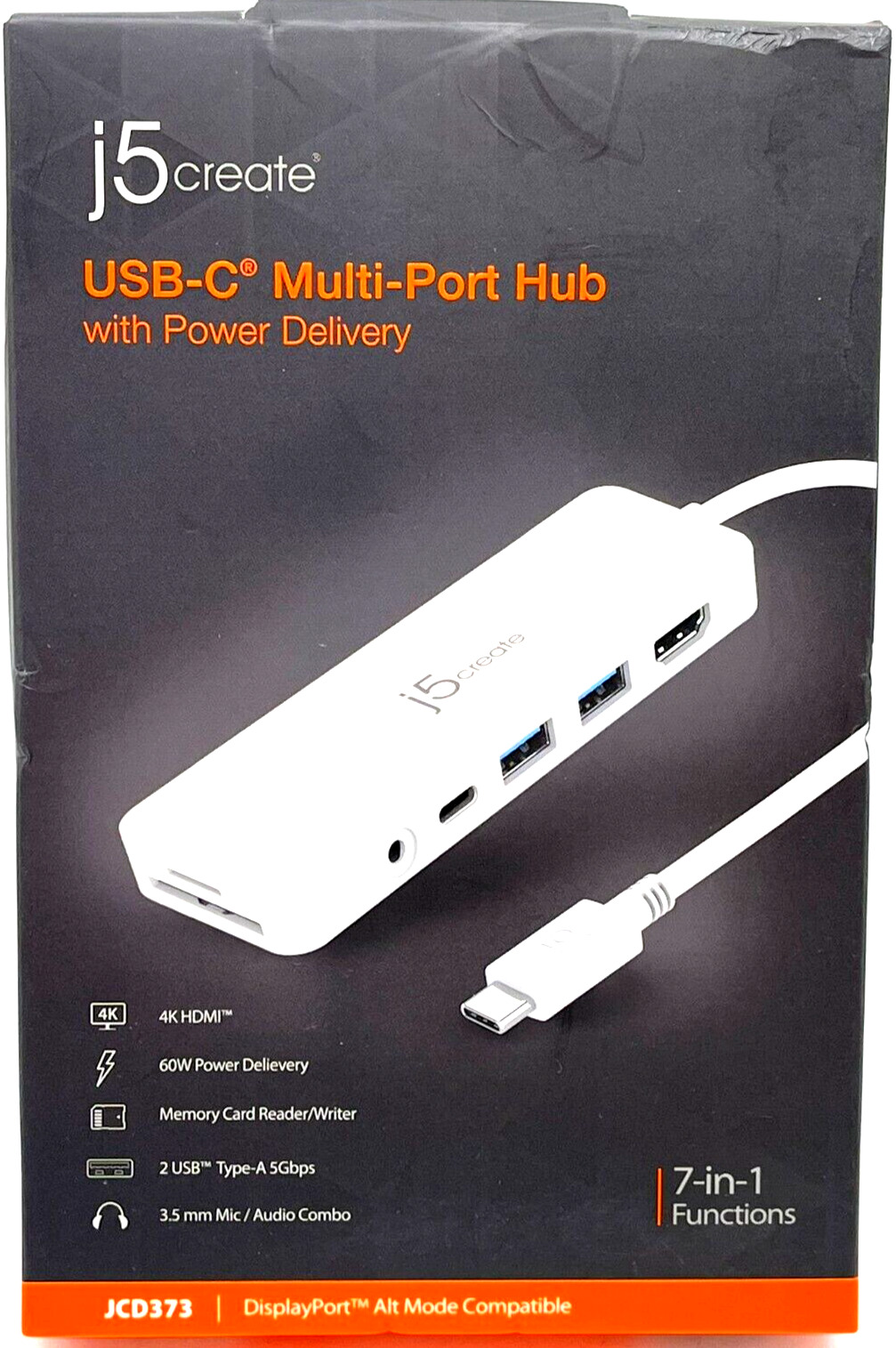 New j5 create USB-C Multi-Port Hub With Power Delivery JCD373- BRAND NEW