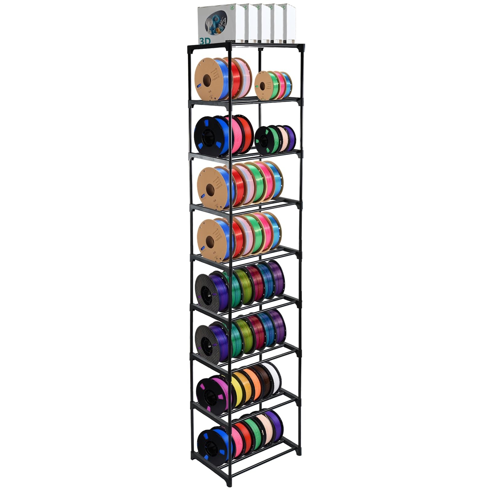 9Tier Metal 3D Printer Filament Storage Rack, 16.5" x 12" x 80.7" Spool Holde...