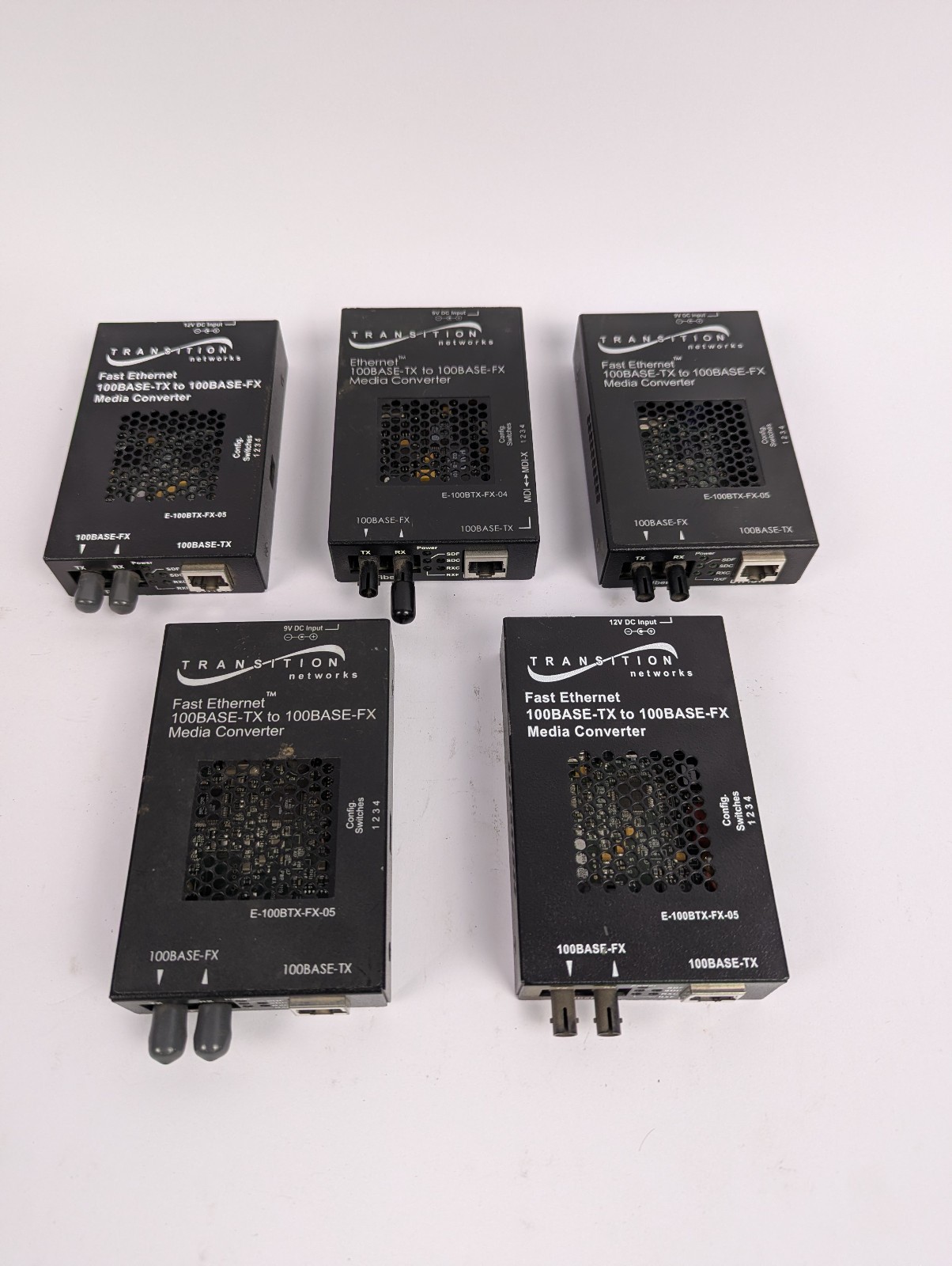 LOT OF 5 Transition Networks Fast Ethernet 100Base-TX 100Base-FX Media Converter