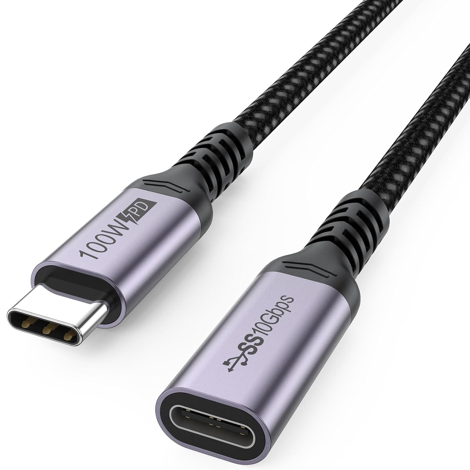 USB C Extension Cable 6.6Ft 10Gbps 4K 60Hz 100W Fast Charging Nylon