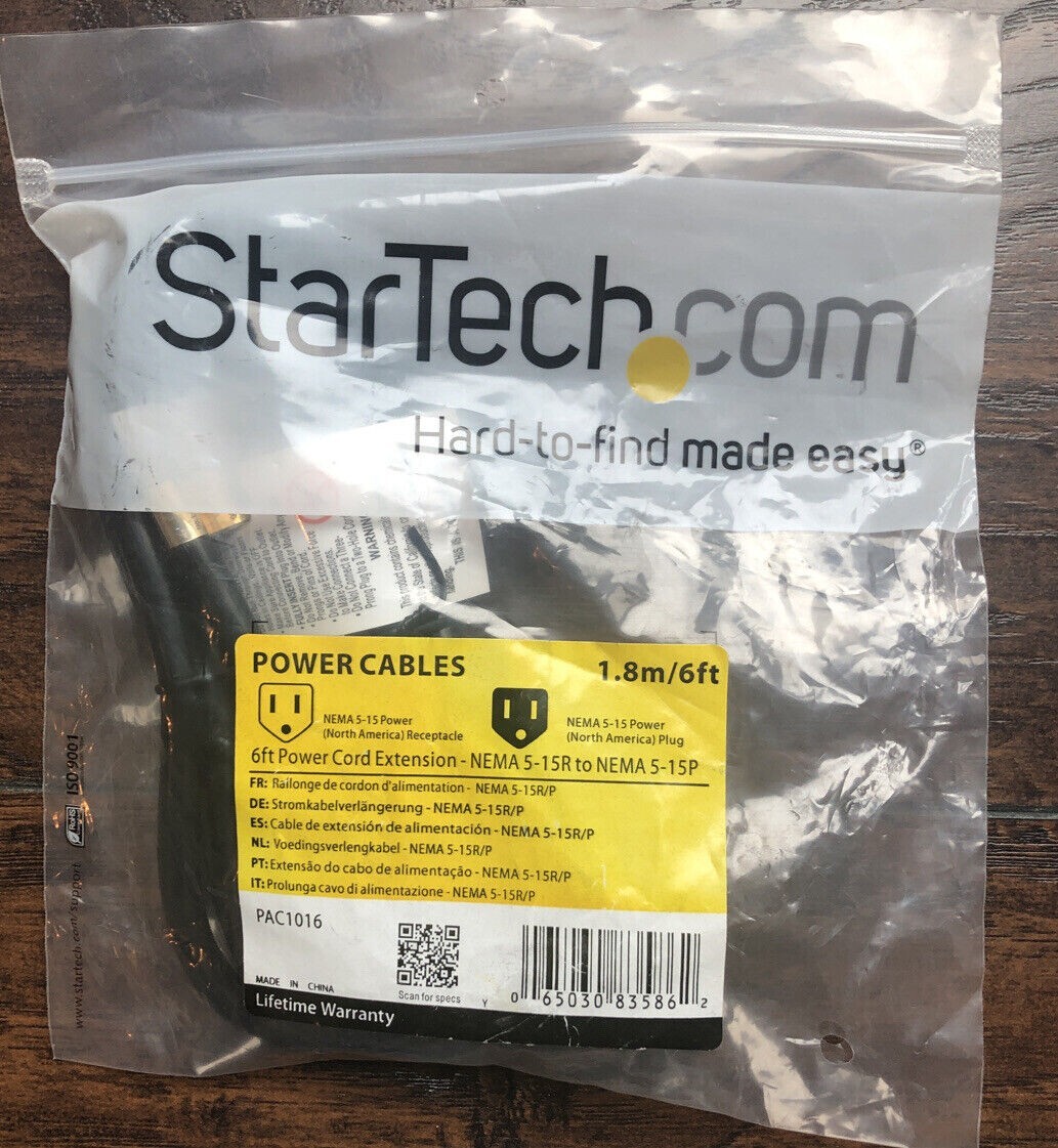 Wholesale Lot 500 Units Un StarTech 6FT NEMA 5-15R to NEMA 5-15P Power Cord