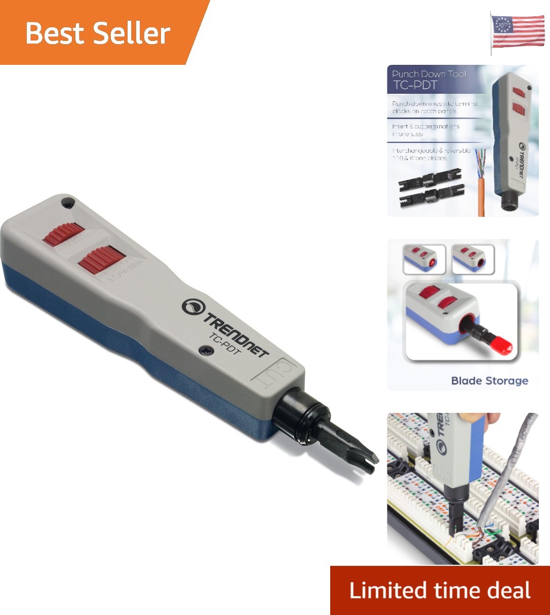 Compact Punch Down Tool with Twist & Lock Storage - Ideal for Cable Terminations