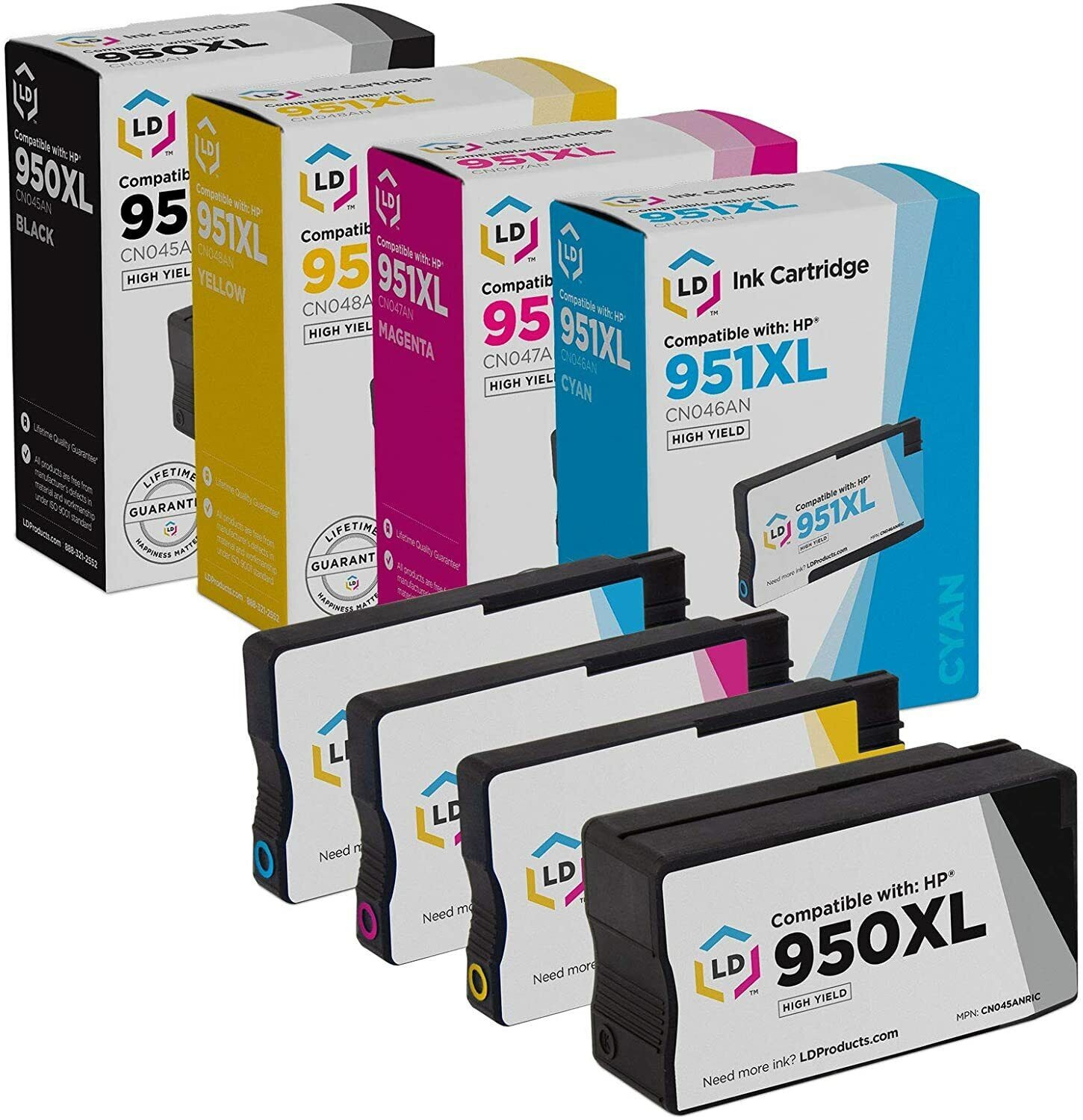 LD 4pk COMP Ink Cartridge for HP 950XL 951 XL CN045AN CN046AN CN047AN CN048AN