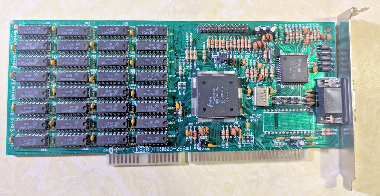 Trident TVGA8900D-R 1MB 16-Bit ISA VGA Video Card Vintage 386 486 Retro PC
