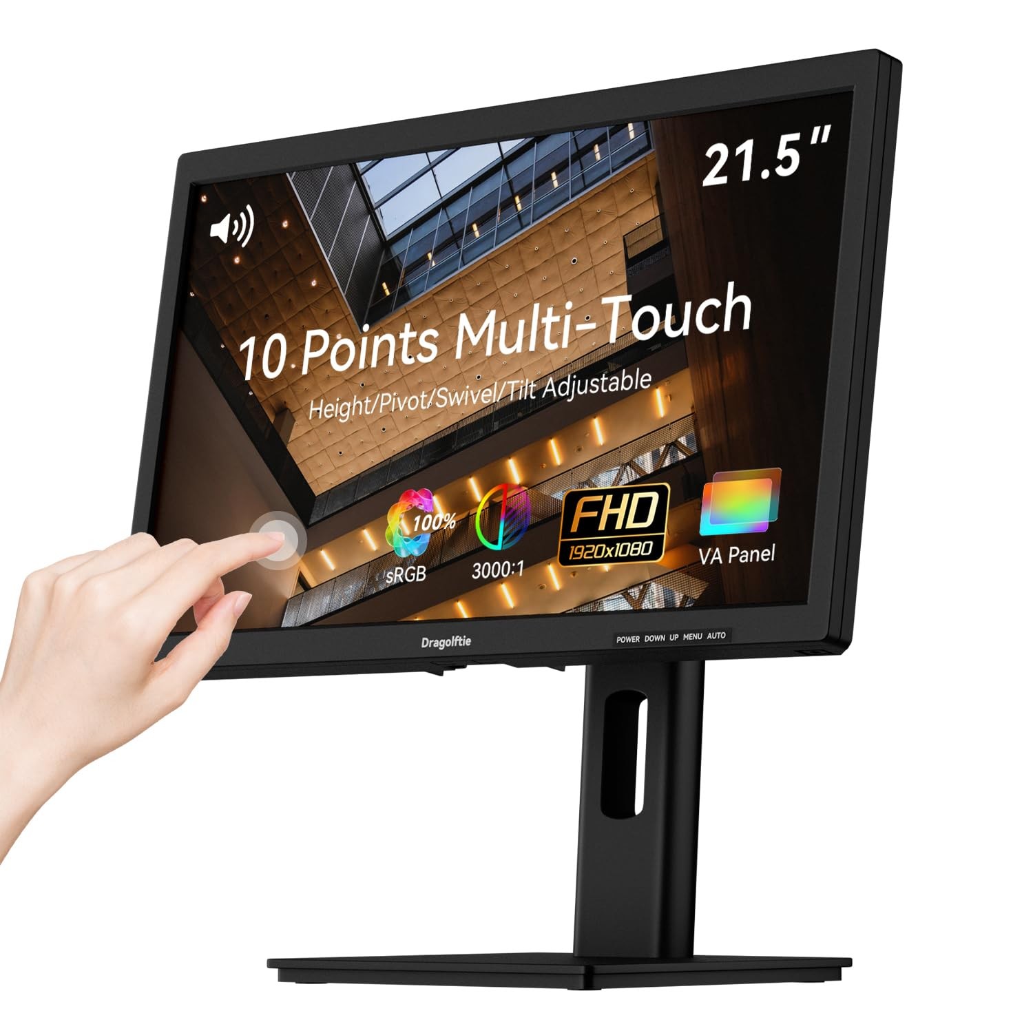 21.5 Inch Touchscreen Monitor VA Panel FHD 1920x1080P, 3000:1 Contrast, 100% ...