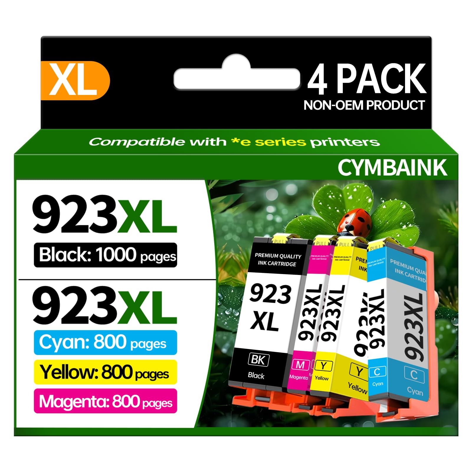 4Pack 923XL Ink Cartridge HighYield with Chip for 8120 8122e 8132e 8124e 8125e