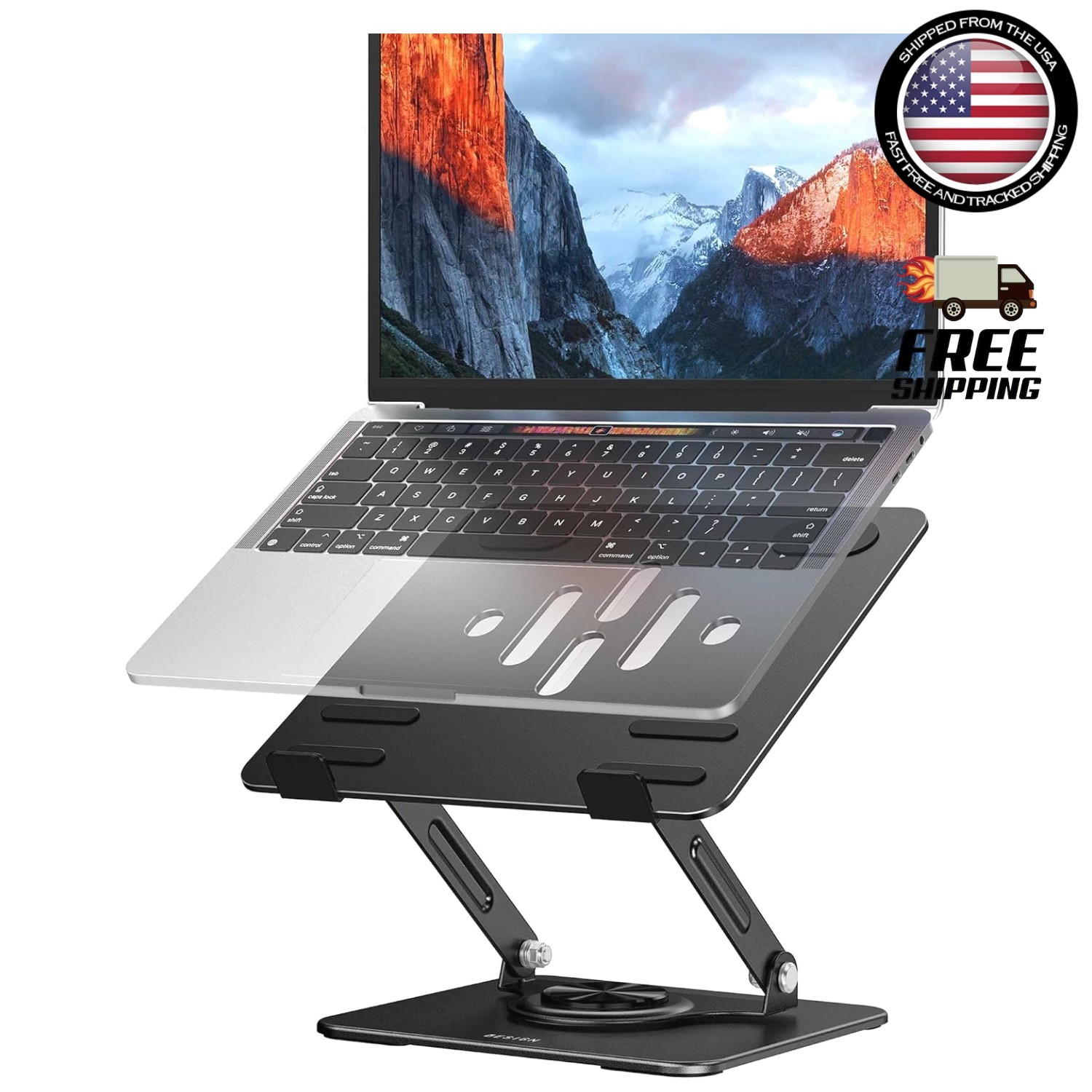 BESIGN Laptop Stand with 360° Rotating Base, Ergonomic Adjustable Notebook Riser