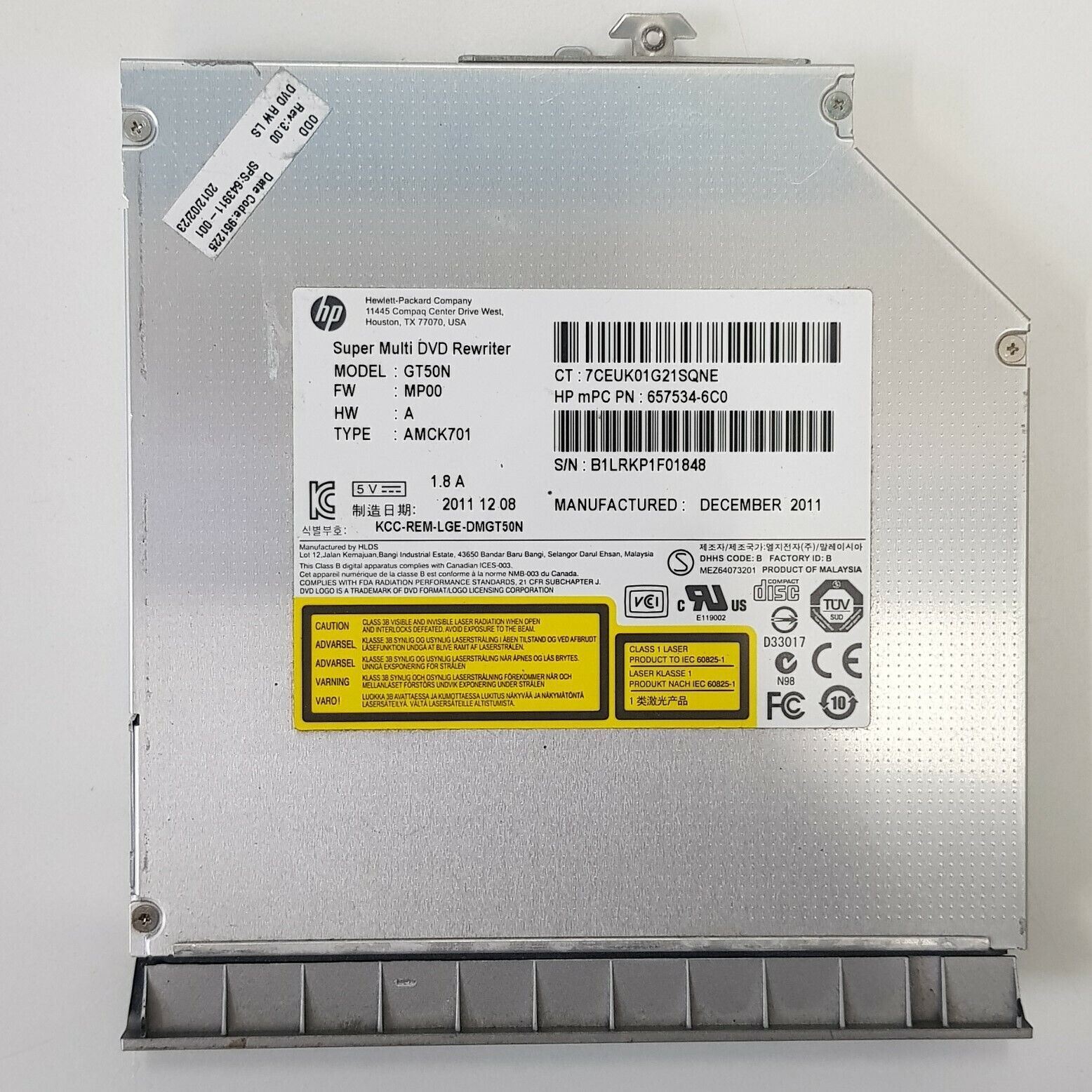 Genuine HP GT50N CD DVD±RW SATA Optical Drive + Bezel 657534-6C0 643911-001